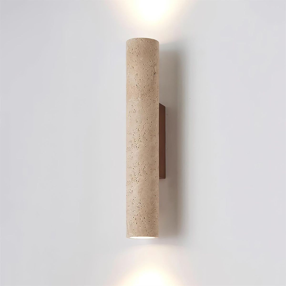 Ulora - Lámpara de Pared de Travertino Beige con Base de Madera – Diseño Minimalista y Elegante