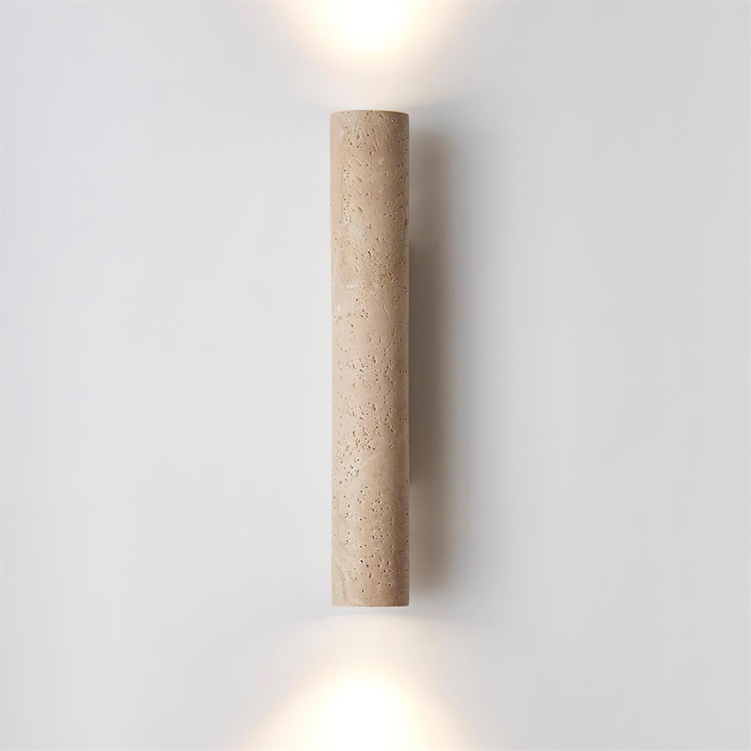 Lámpara de Pared de Travertino Beige con Base de Madera – Diseño Minimalista y Elegante 8
