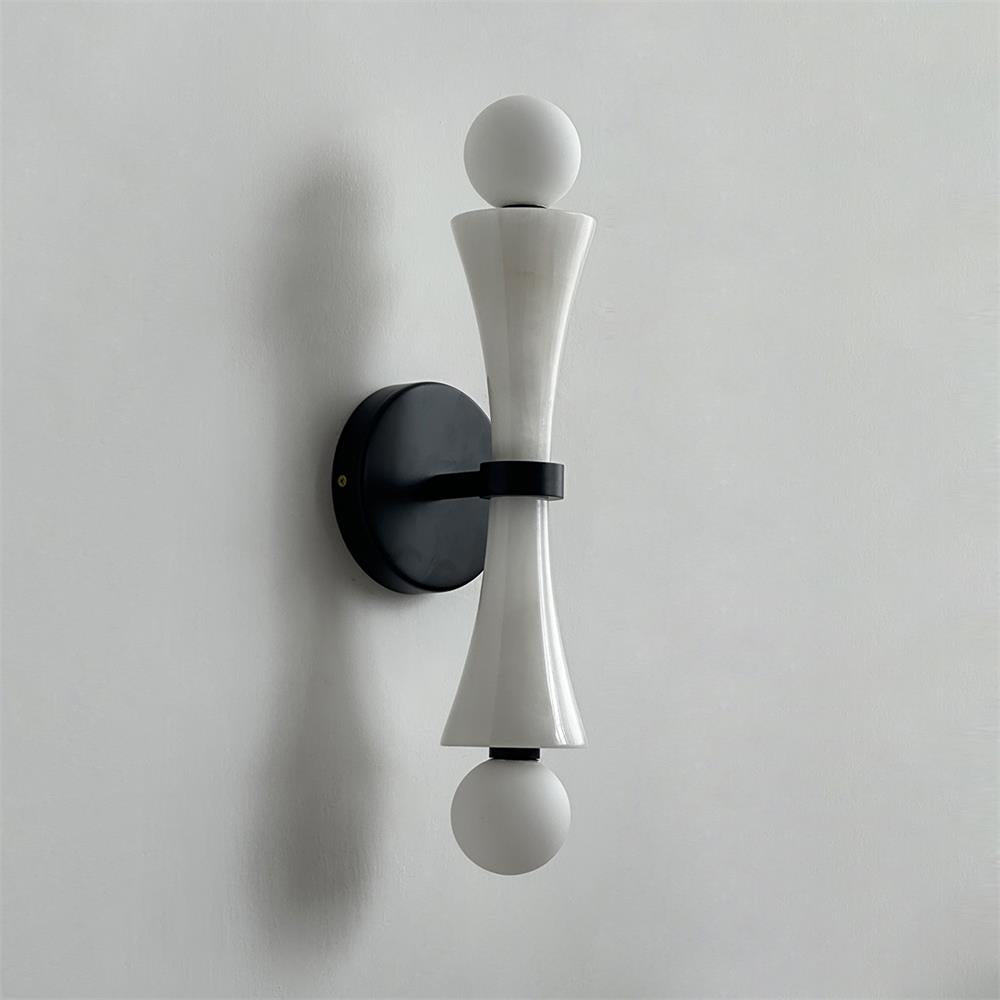 Lámpara de Pared de Travertino Natural con Esfera de Vidrio – Diseño Moderno y Elegante 10