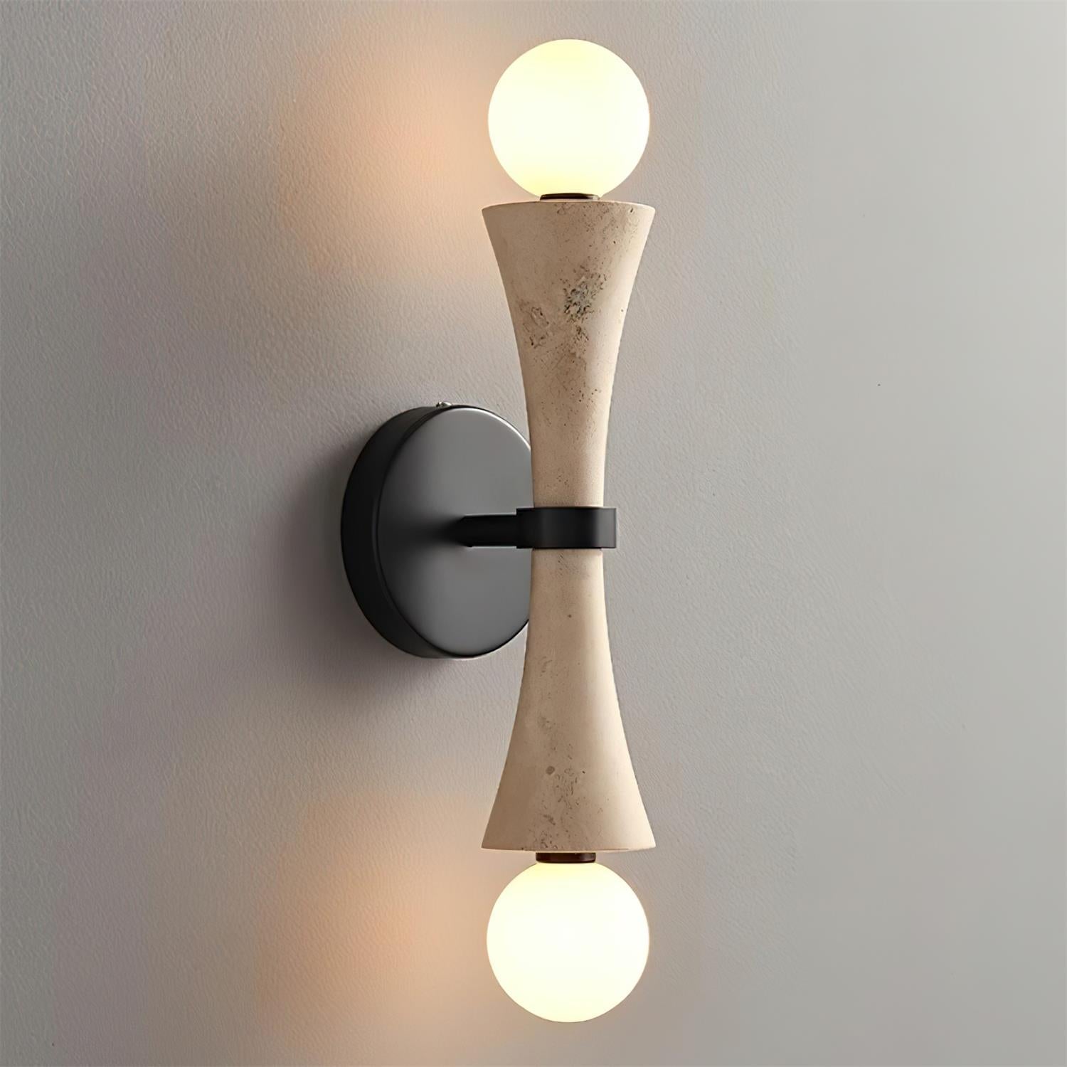 Lámpara de Pared de Travertino Natural con Esfera de Vidrio – Diseño Moderno y Elegante 3