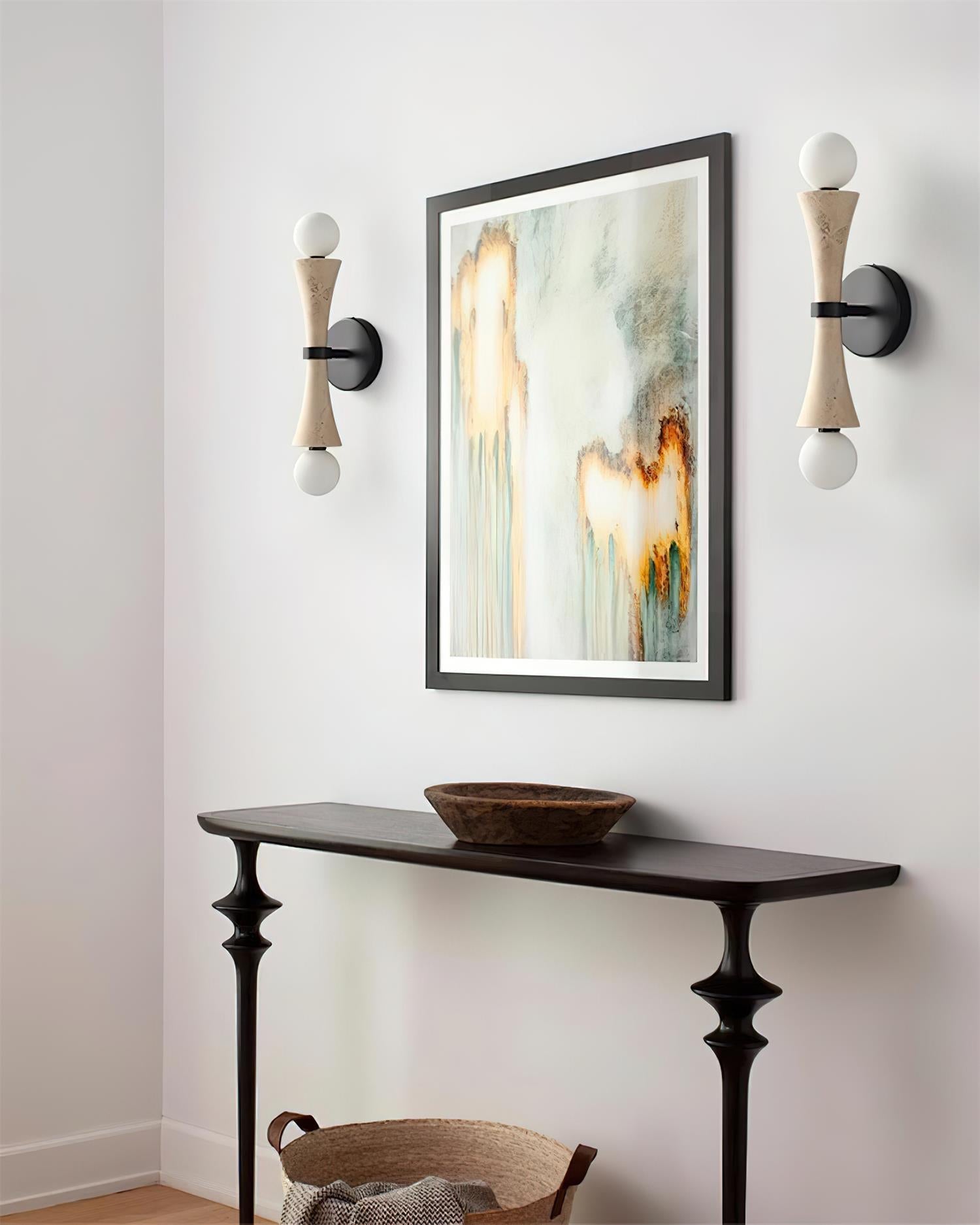 Lámpara de Pared de Travertino Natural con Esfera de Vidrio – Diseño Moderno y Elegante 5