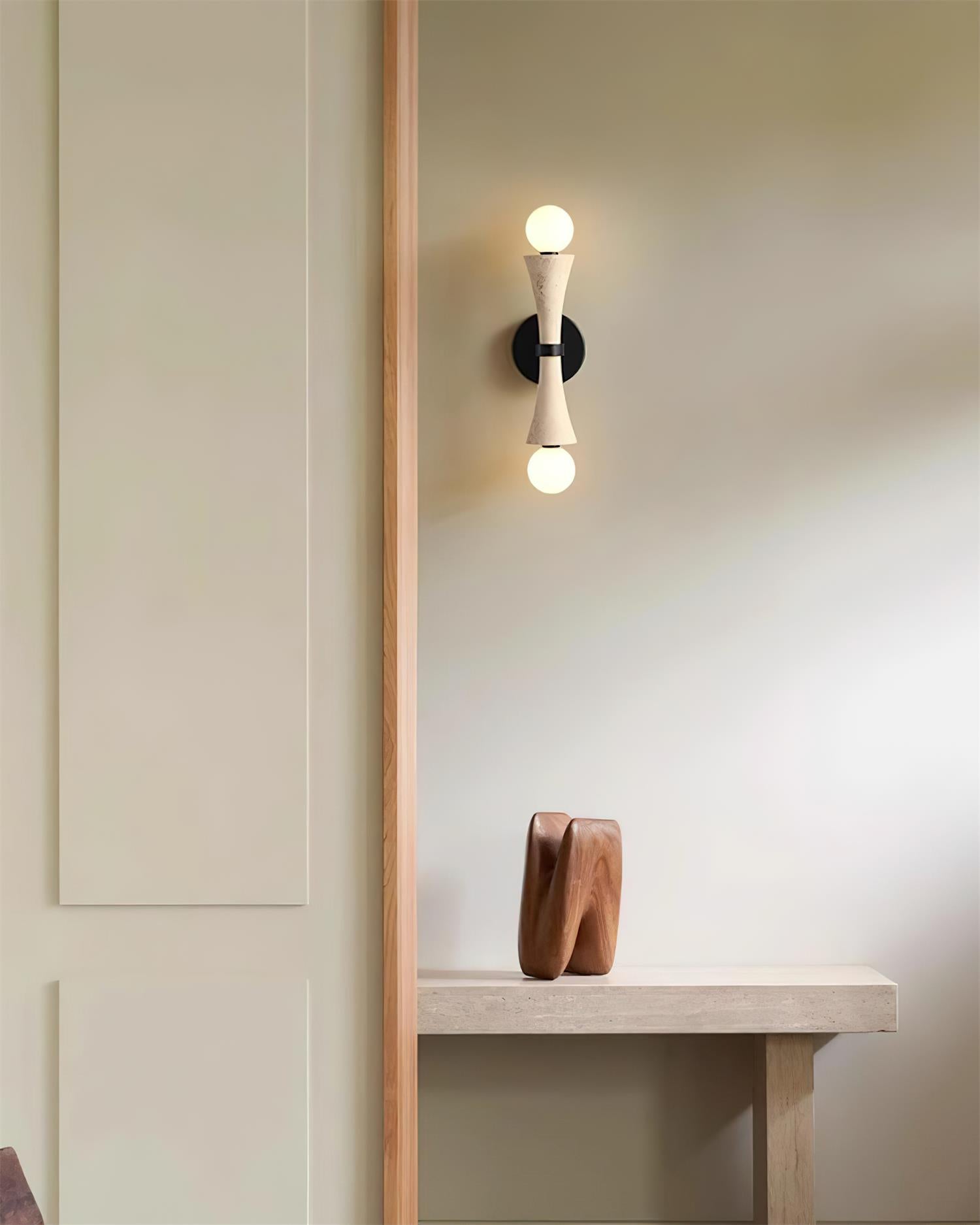 Lámpara de Pared de Travertino Natural con Esfera de Vidrio – Diseño Moderno y Elegante 7