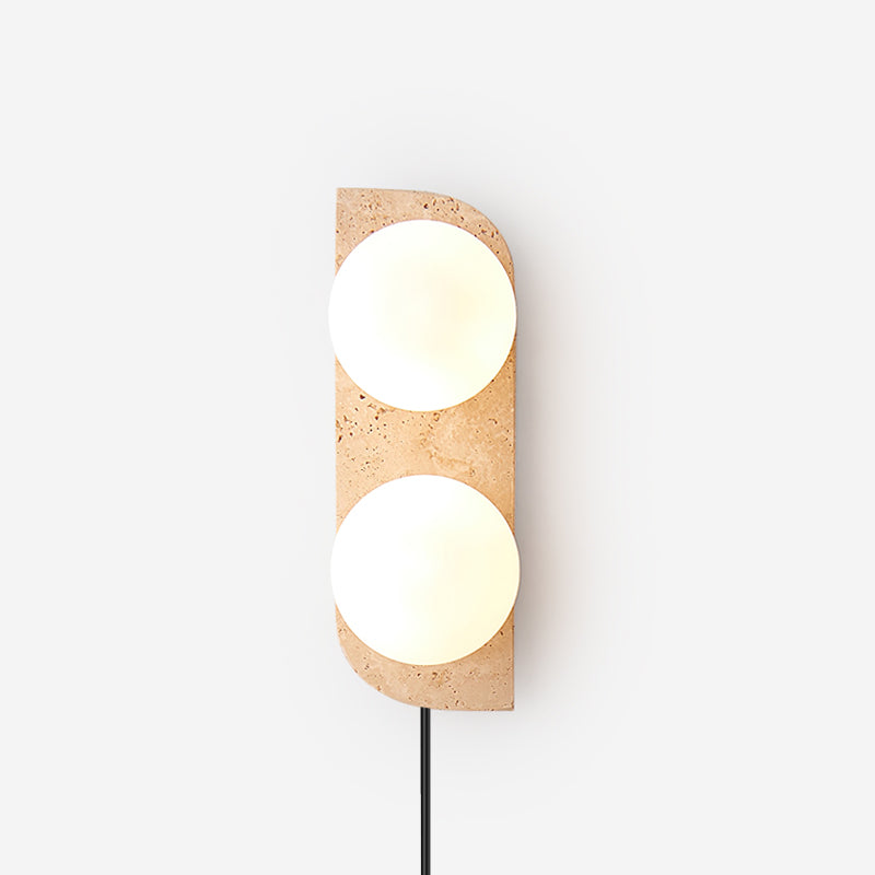 Lámpara de Pared de Travertino Neptune con Base de Piedra Natural y Opciones de Iluminación 1