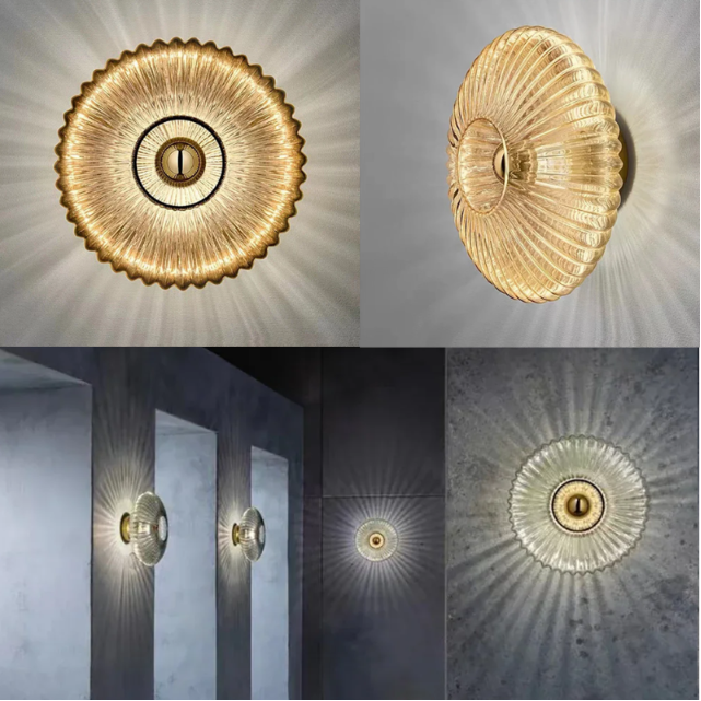 Lámpara de Pared de Vidrio Ripple – Iluminación Elegante y Cálida para Ambientes 5