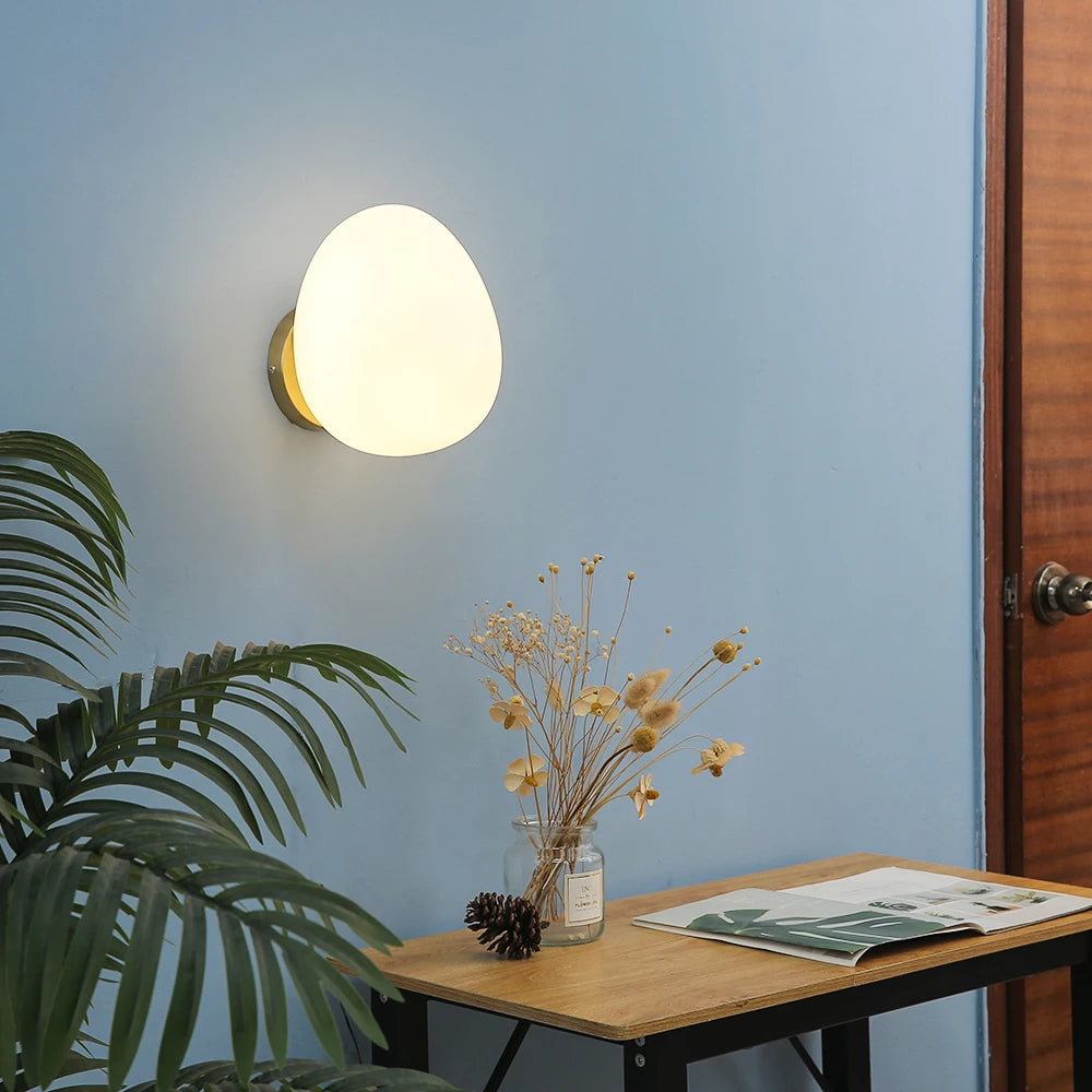 Lámpara de Pared de Vidrio en Forma de Huevo, Diseño Nórdico Elegante y Minimalista, Luz Suave, Ideal para Salones y Dormitorios 1