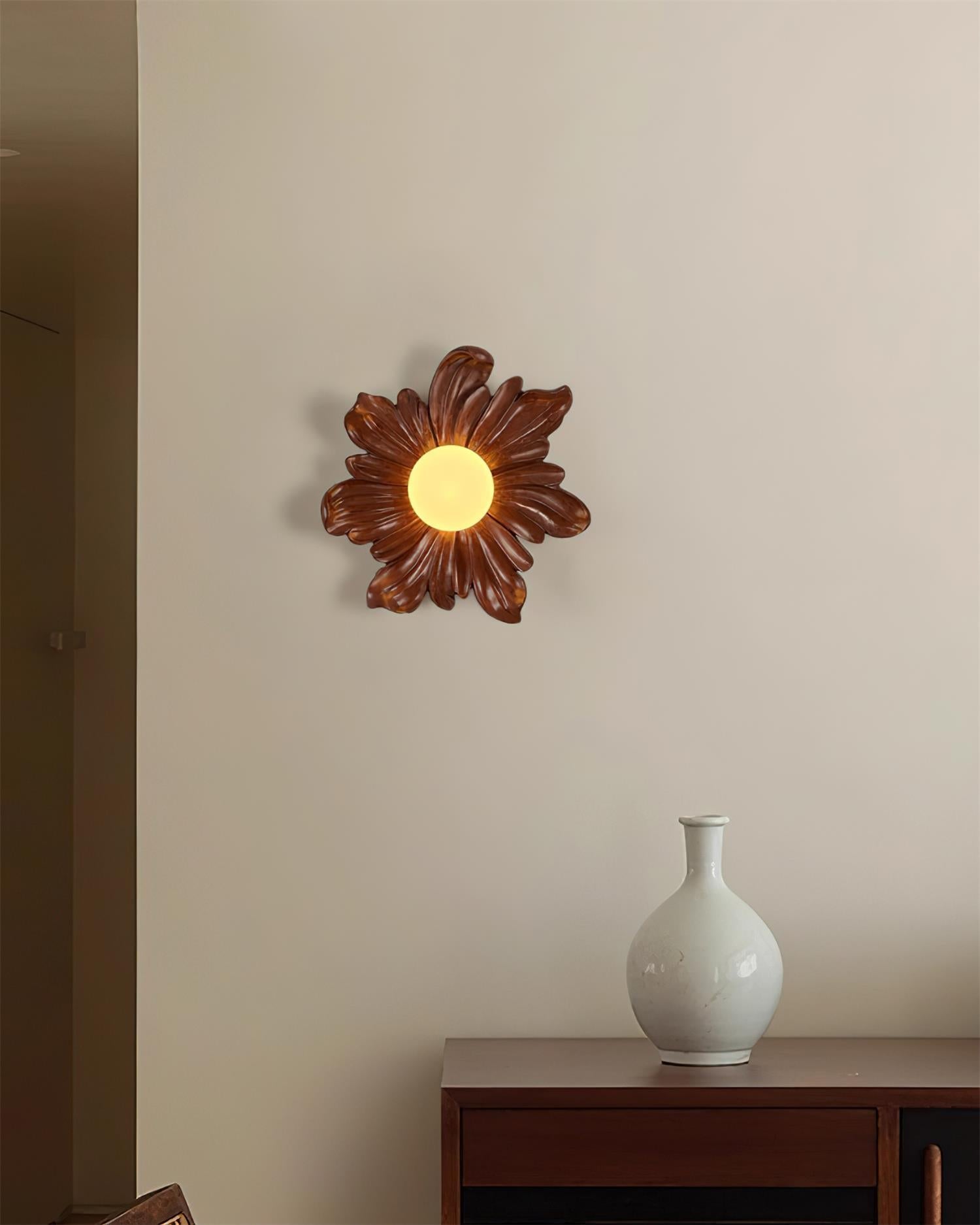 Lámpara de Pared en Forma de Flor de Resina, Diseño Elegante y Funcional, Ideal para Interiores y Exteriores 6