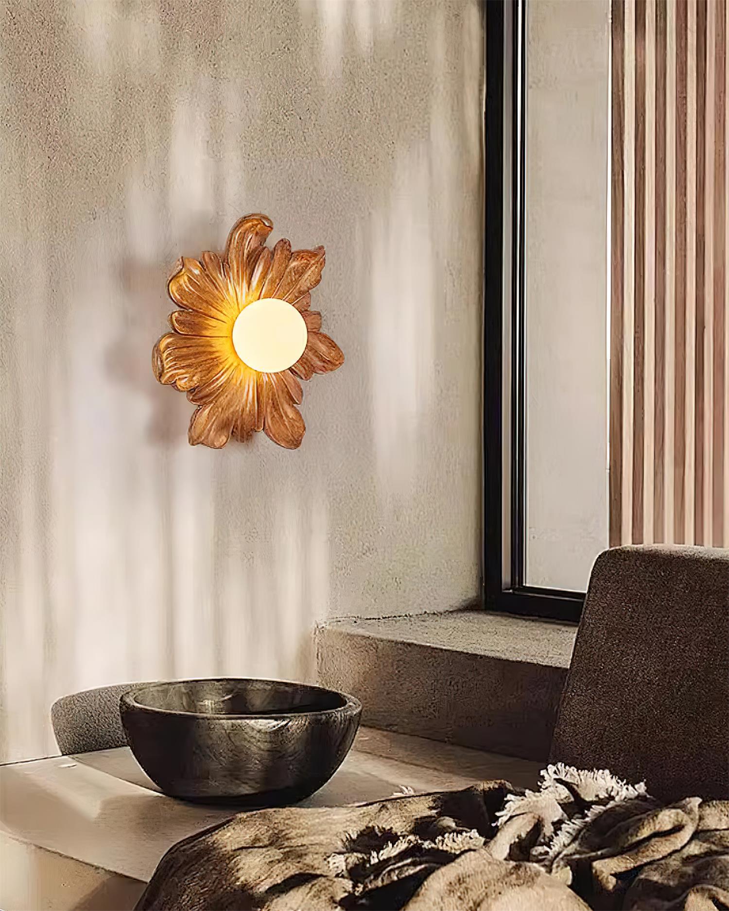 Lámpara de Pared en Forma de Flor de Resina, Diseño Elegante y Funcional, Ideal para Interiores y Exteriores 7