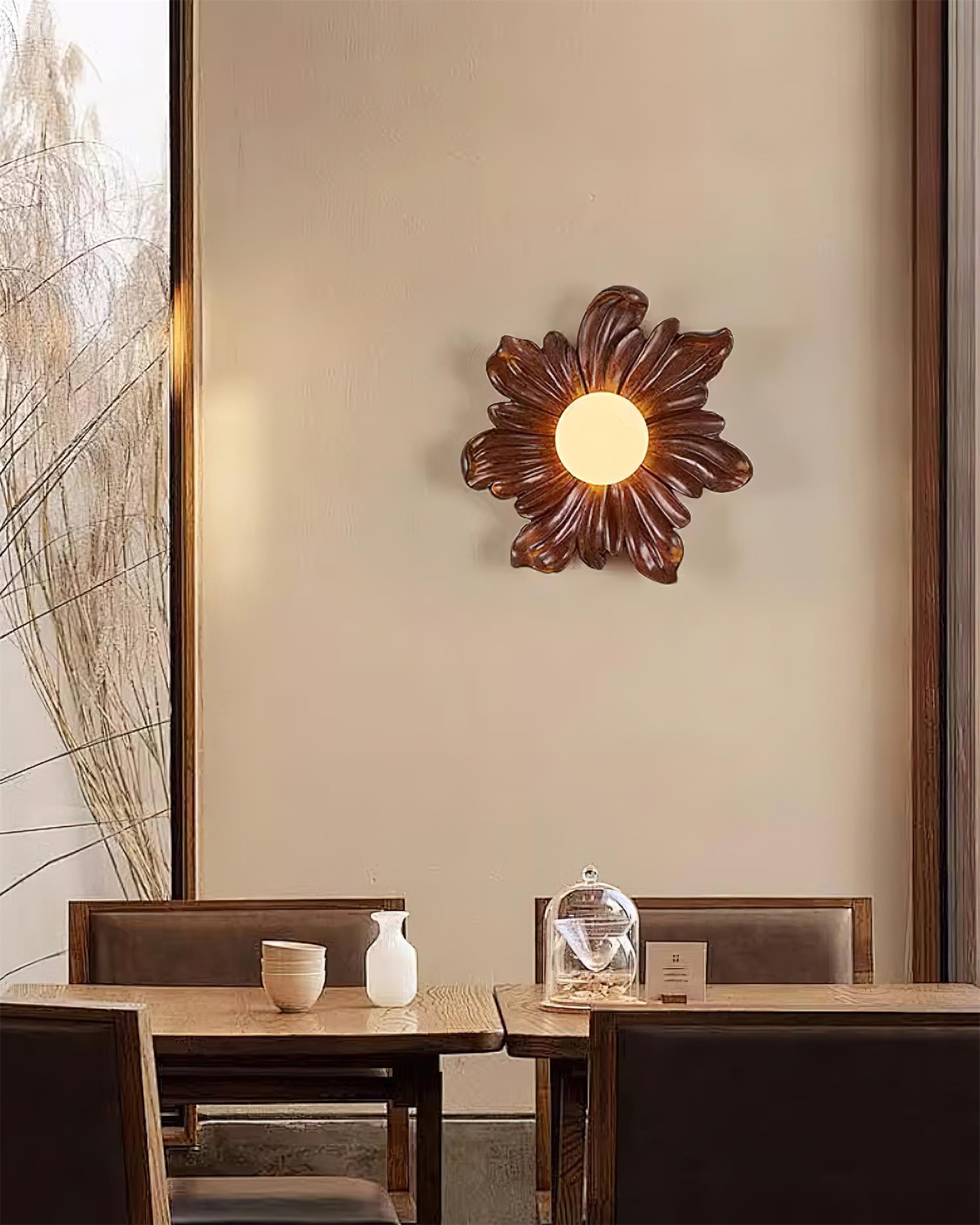 Lámpara de Pared en Forma de Flor de Resina, Diseño Elegante y Funcional, Ideal para Interiores y Exteriores 8