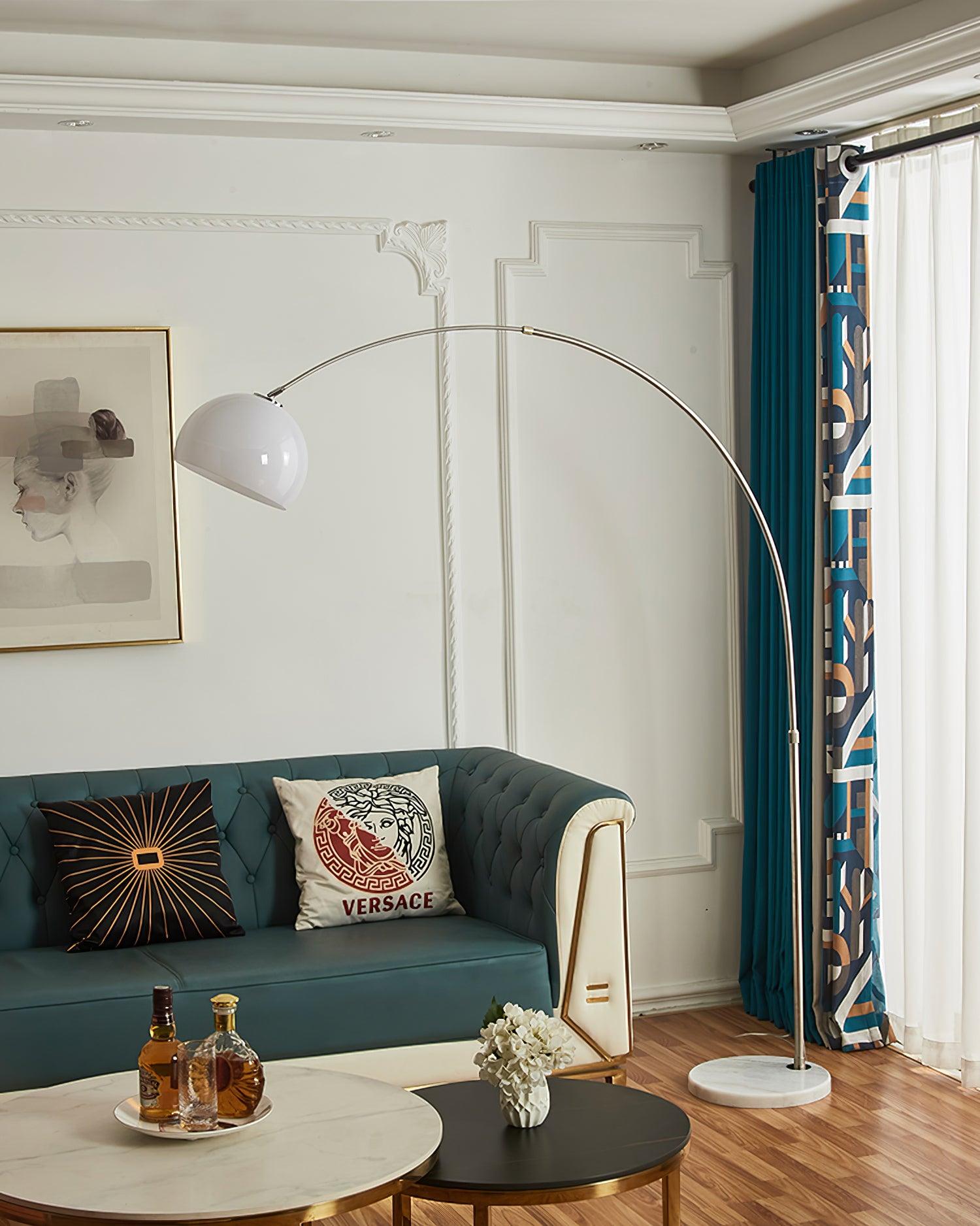 Lámpara de Pie Arqueada con Base de Mármol y Pantalla de Acrílico, Altura Ajustable – Lámparas de Pie Modernas para Salón 4