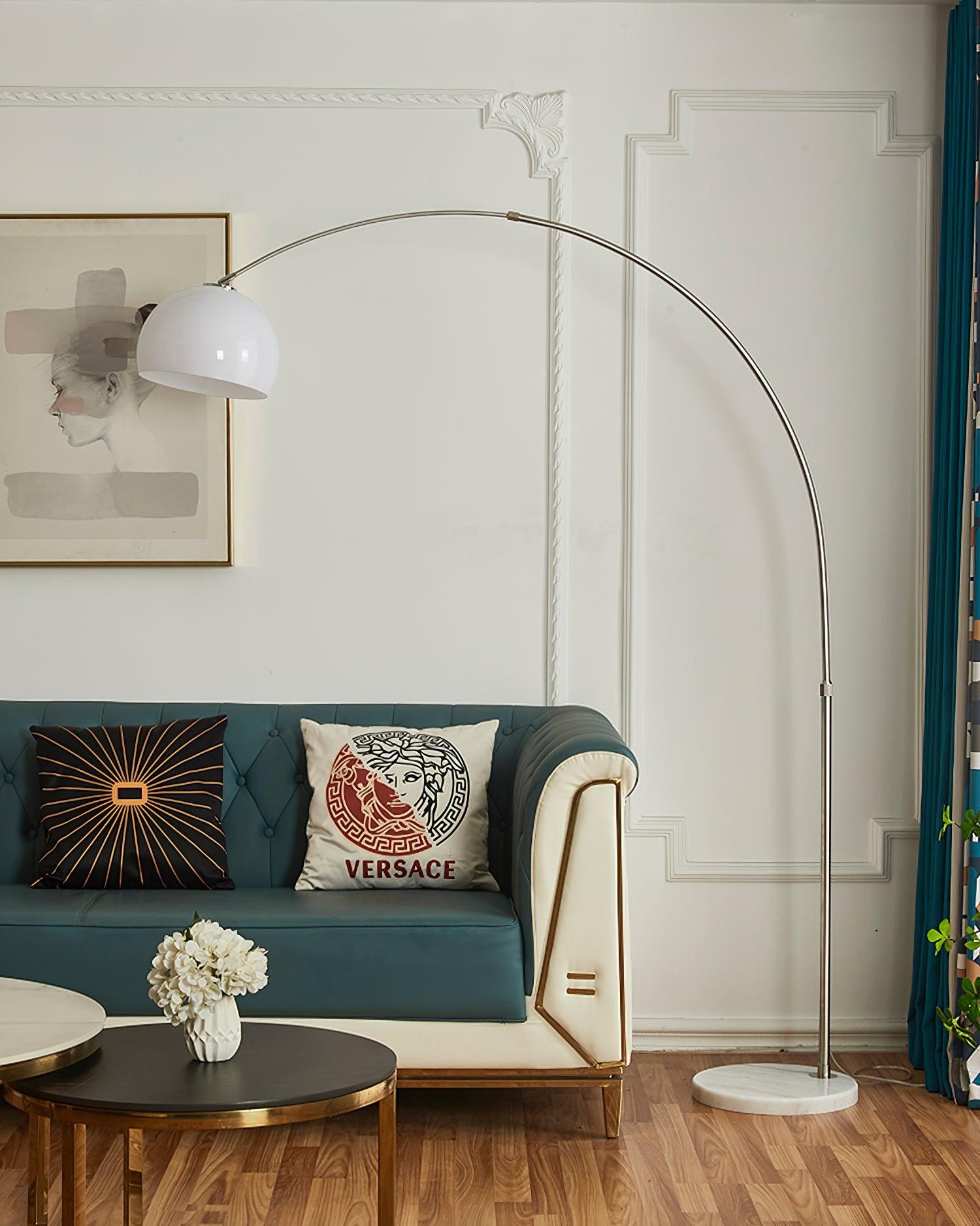 Lámpara de Pie Arqueada con Base de Mármol y Pantalla de Acrílico, Altura Ajustable – Lámparas de Pie Modernas para Salón 5