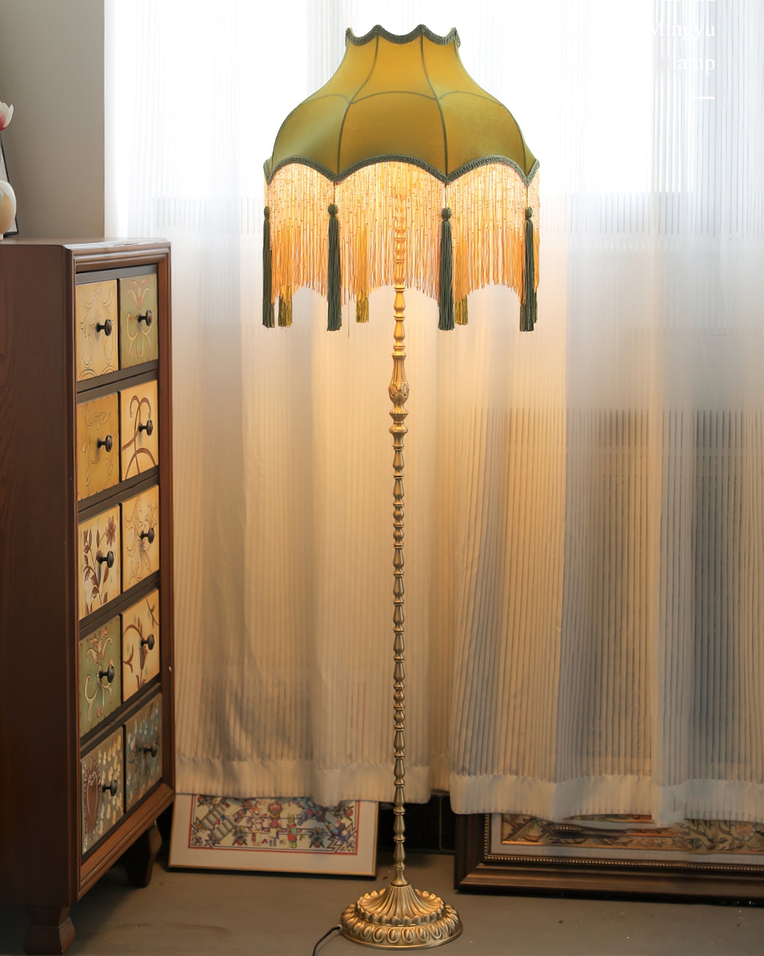 Lámpara de Pie Dorada Ajustable con Pantalla de Tela – Lámparas de Pie Modernas para Salón 5
