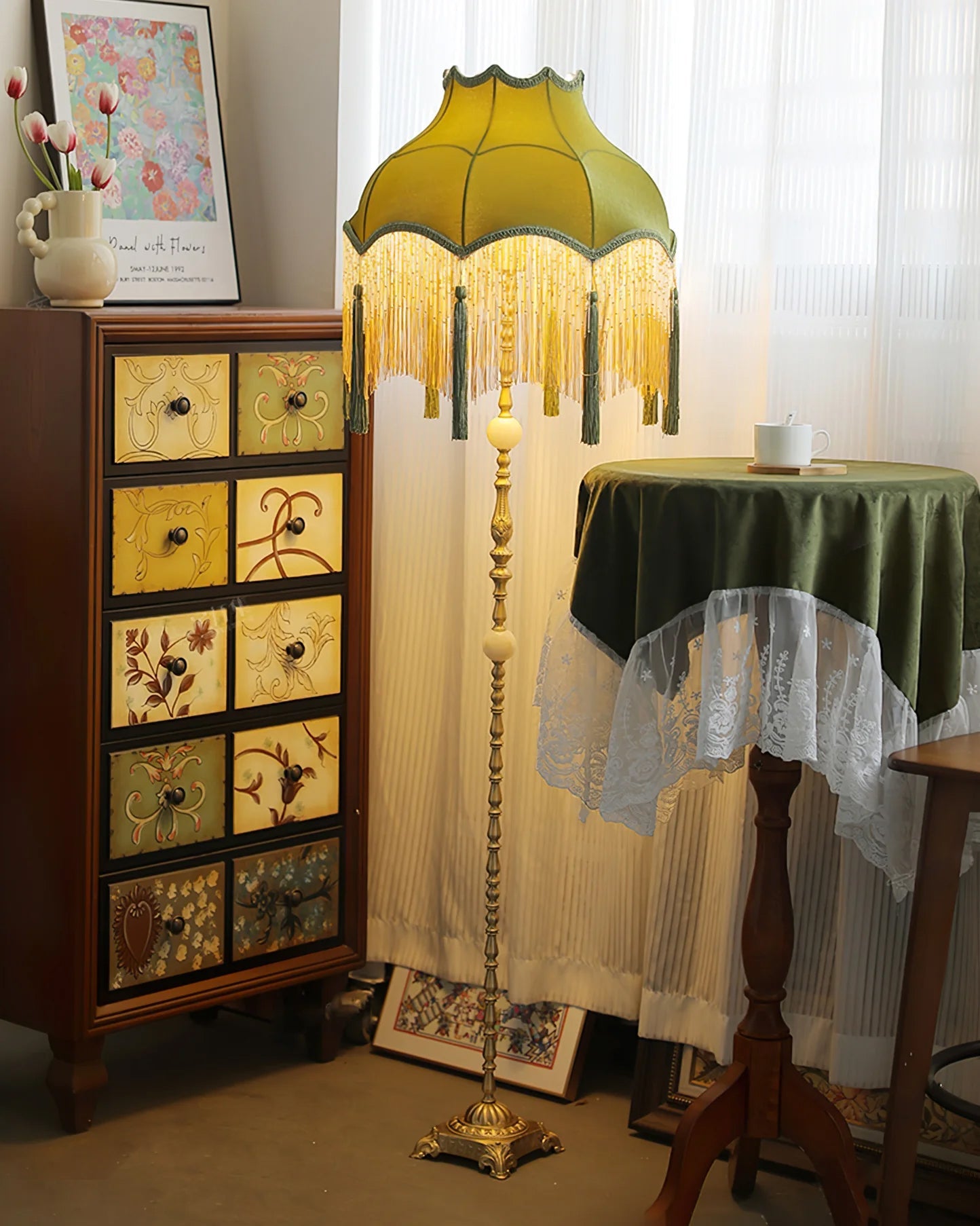 Lámpara de Pie Dorada Ajustable con Pantalla de Tela – Lámparas de Pie Modernas para Salón 7
