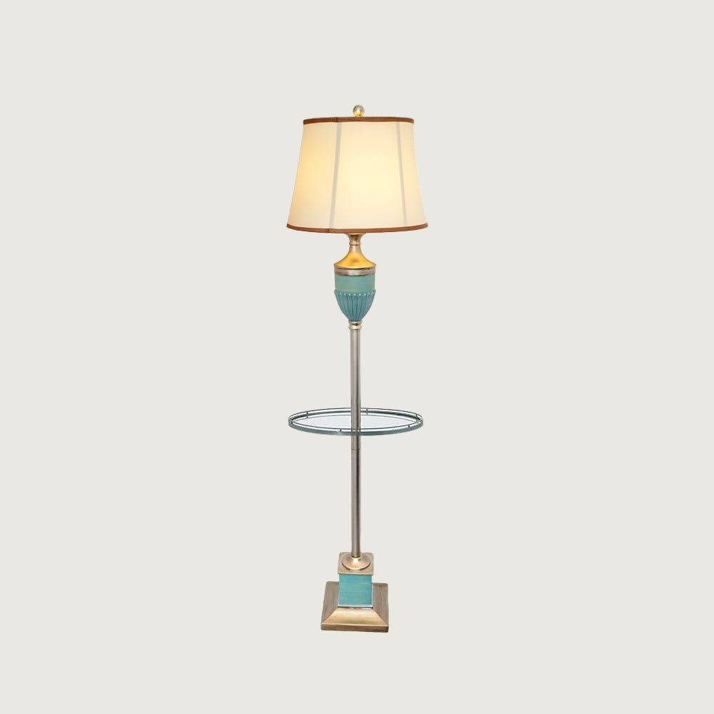 Lámpara de Pie Dorada Art Deco con Base de Resina y Pantalla de Tela para Salón - Ideal para Decoración Moderna 9