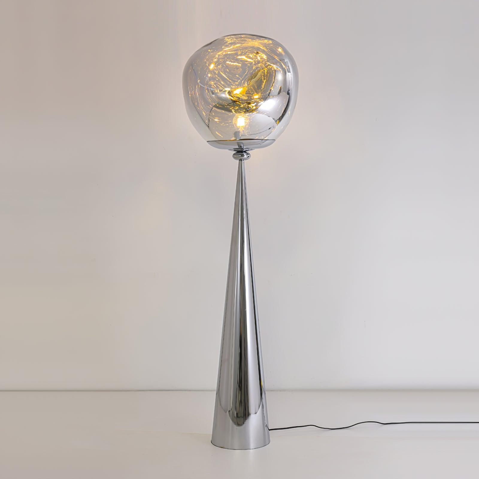 Lámpara de Pie Dorada Cone Lava con Efecto de Vidrio Fundido para Salón – Iluminación Moderna y Elegante 0