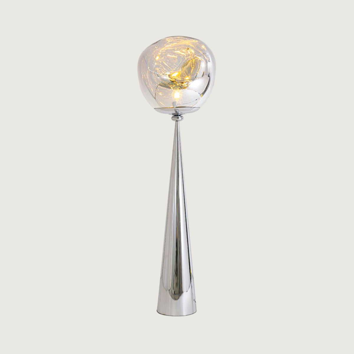 Lámpara de Pie Dorada Cone Lava con Efecto de Vidrio Fundido para Salón – Iluminación Moderna y Elegante 1