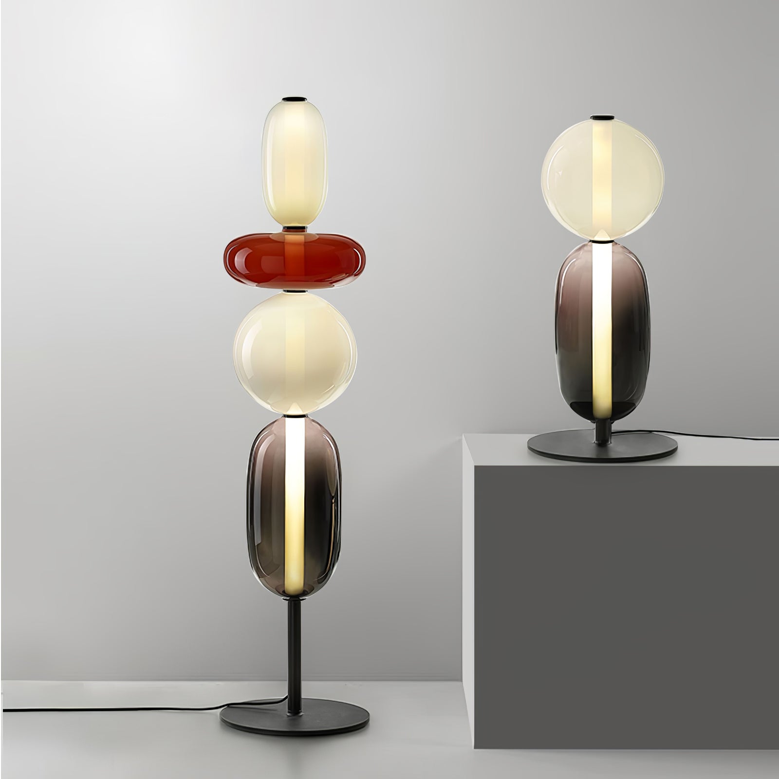 Lámpara de Pie LED Moderna de Cristal para Salón, Diseño Elegante, Altura Ajustable, Luz Cálida y Neutra, Ideal para Decoración Interior 3