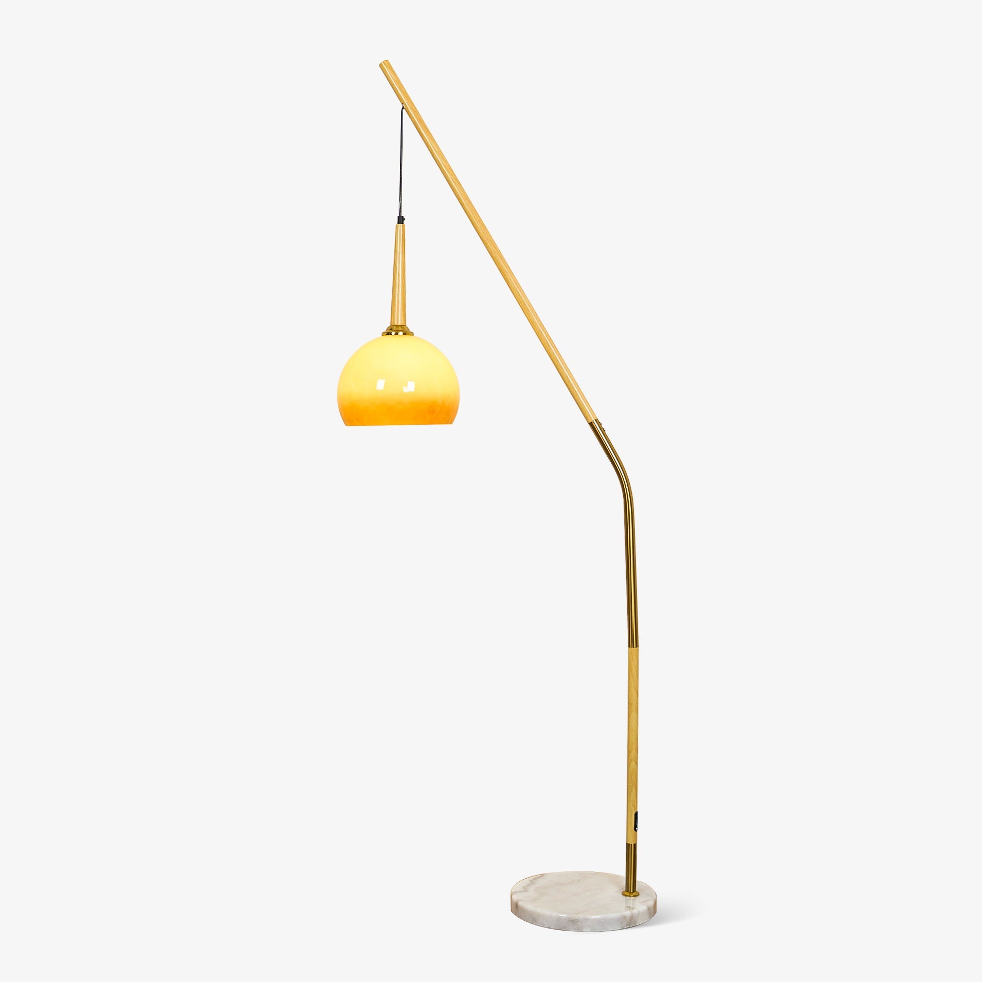 Lámpara de Pie LED Moderna de Mármol y Hierro con Pantalla Naranja para Salón - Diseño Elegante y Funcional 0