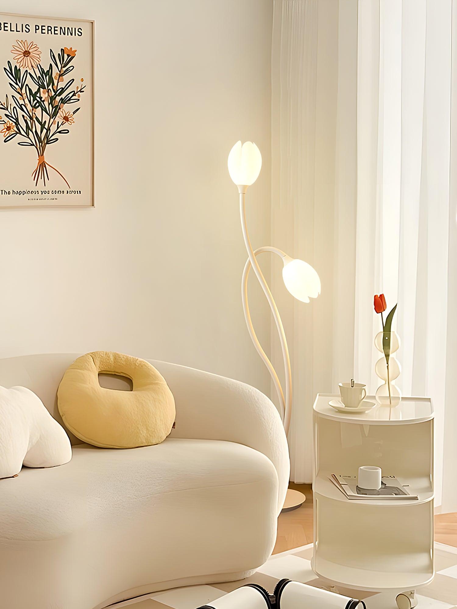 Lámpara de Pie Manta Flower con Cambio de Color y Diseño Creativo – Beige y Negro 3