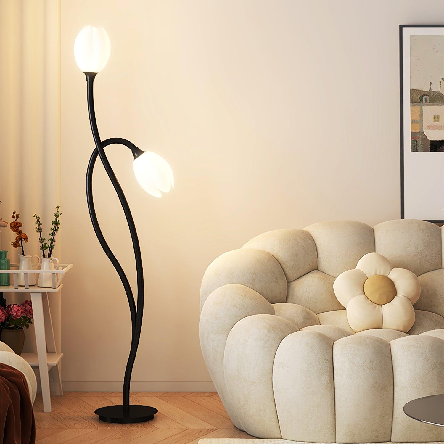 Lámpara de Pie Manta Flower con Cambio de Color y Diseño Creativo – Beige y Negro 9