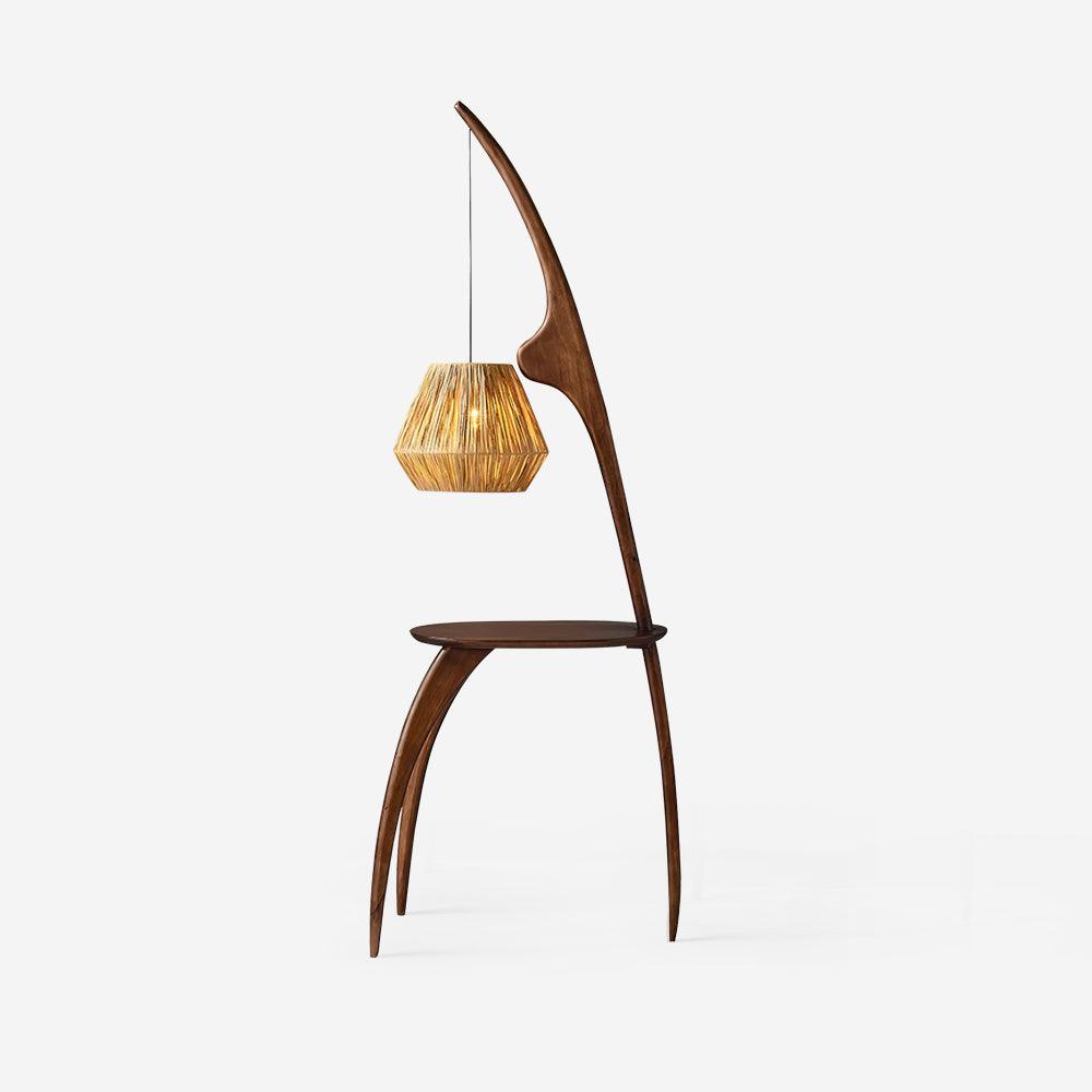 Lámpara de Pie Minimalista de Madera y Ratán – Diseño Wabi-Sabi, Ideal para Interiores 1
