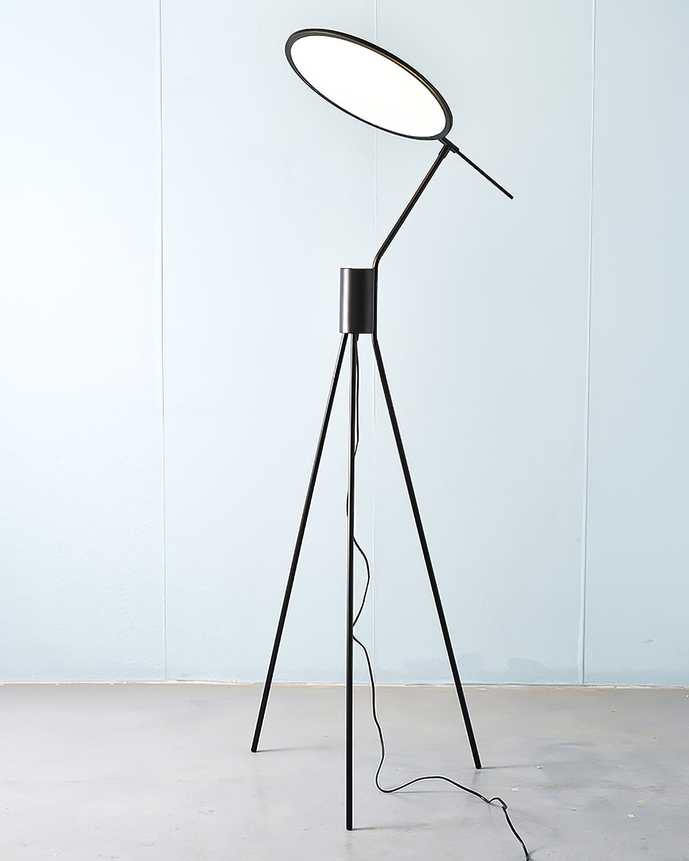 Lámpara de Pie Moderna Celeste con Luz LED Integrada y Pantalla Redonda – Ideal para Salón y Espacios Contemporáneos 8