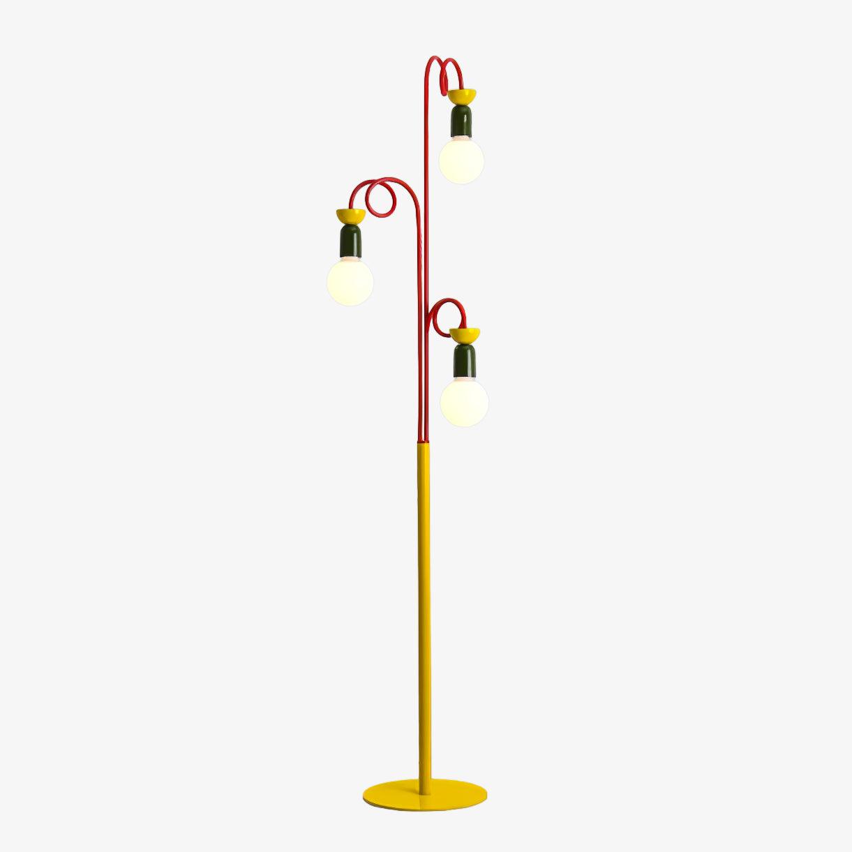 Lámpara de Pie Moderna Circulo Play con Diseño Geométrico en Rojo, Verde y Amarillo – Ideal para Salón y Espacios Interiores 1