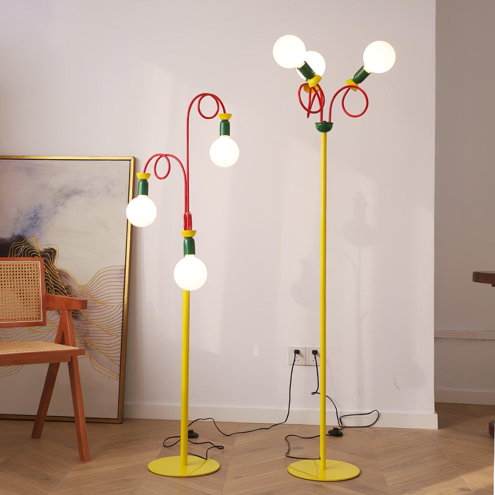 Lámpara de Pie Moderna Circulo Play con Diseño Geométrico en Rojo, Verde y Amarillo – Ideal para Salón y Espacios Interiores 2