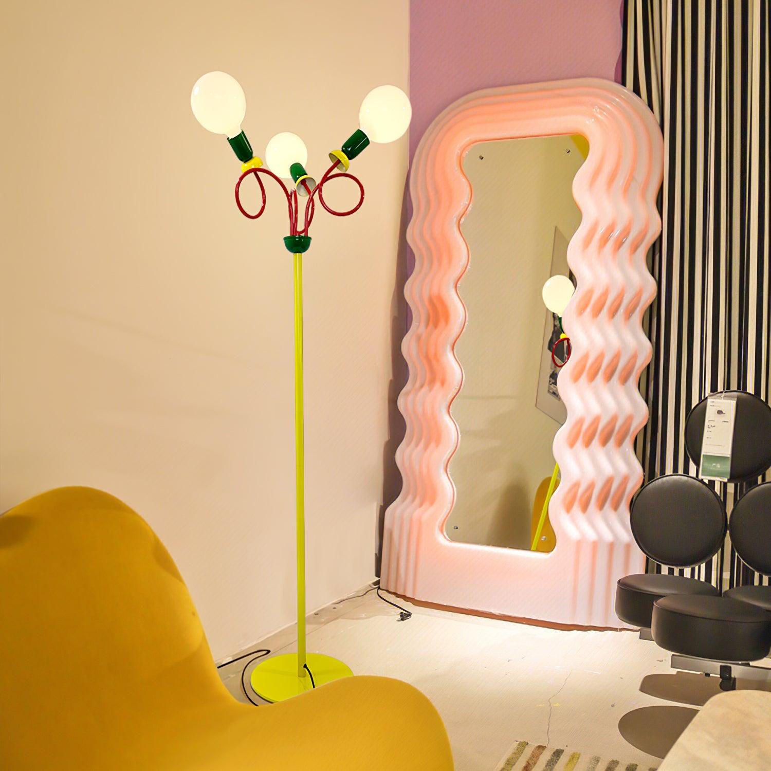 Lámpara de Pie Moderna Circulo Play con Diseño Geométrico en Rojo, Verde y Amarillo – Ideal para Salón y Espacios Interiores 5