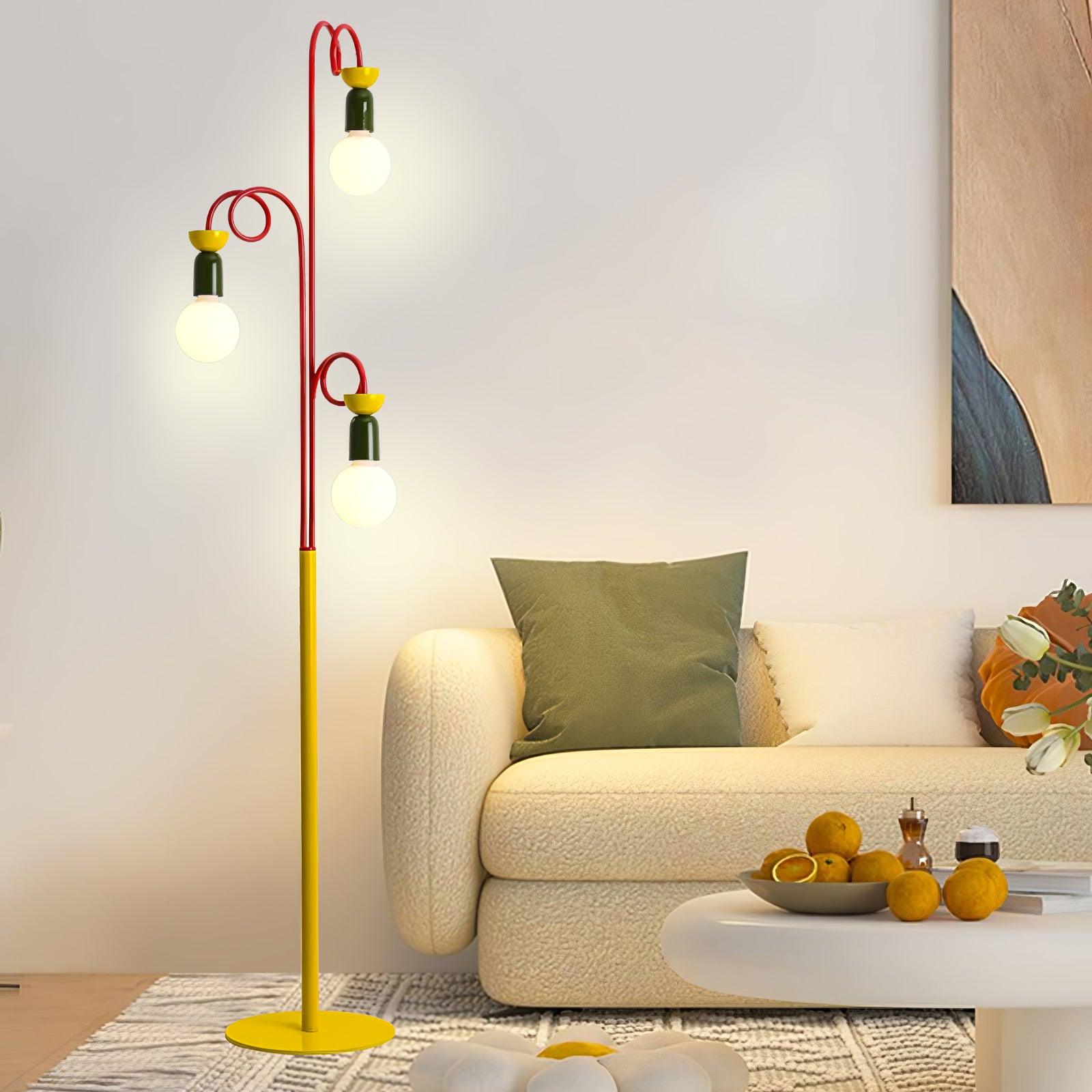 Lámpara de Pie Moderna Circulo Play con Diseño Geométrico en Rojo, Verde y Amarillo – Ideal para Salón y Espacios Interiores 6