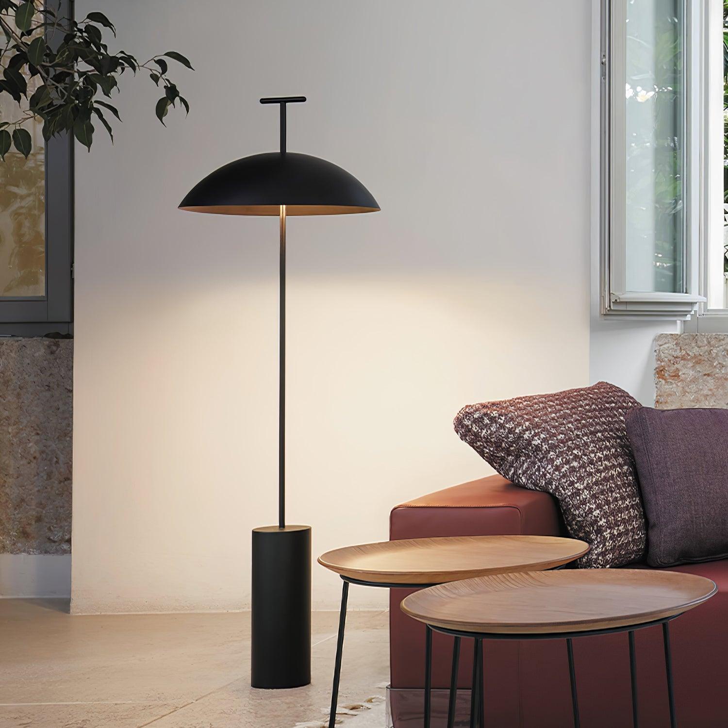Lámpara de Pie Moderna Monolith Dome Negra con Luz LED para Salón y Espacios Contemporáneos 2