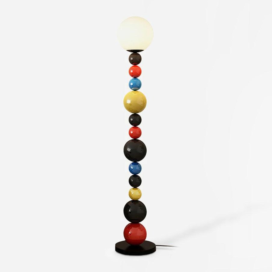Lámpara de Pie Moderna Redonda Colorida en Metal y Vidrio para Salón - Iluminación Interior Eficiente 1