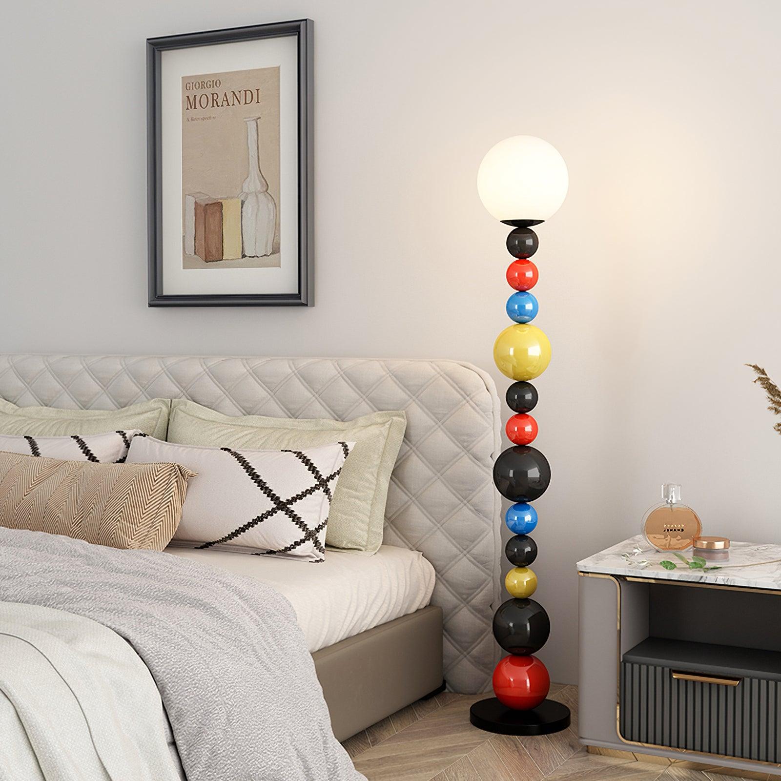 Lámpara de Pie Moderna Redonda Colorida en Metal y Vidrio para Salón - Iluminación Interior Eficiente 2
