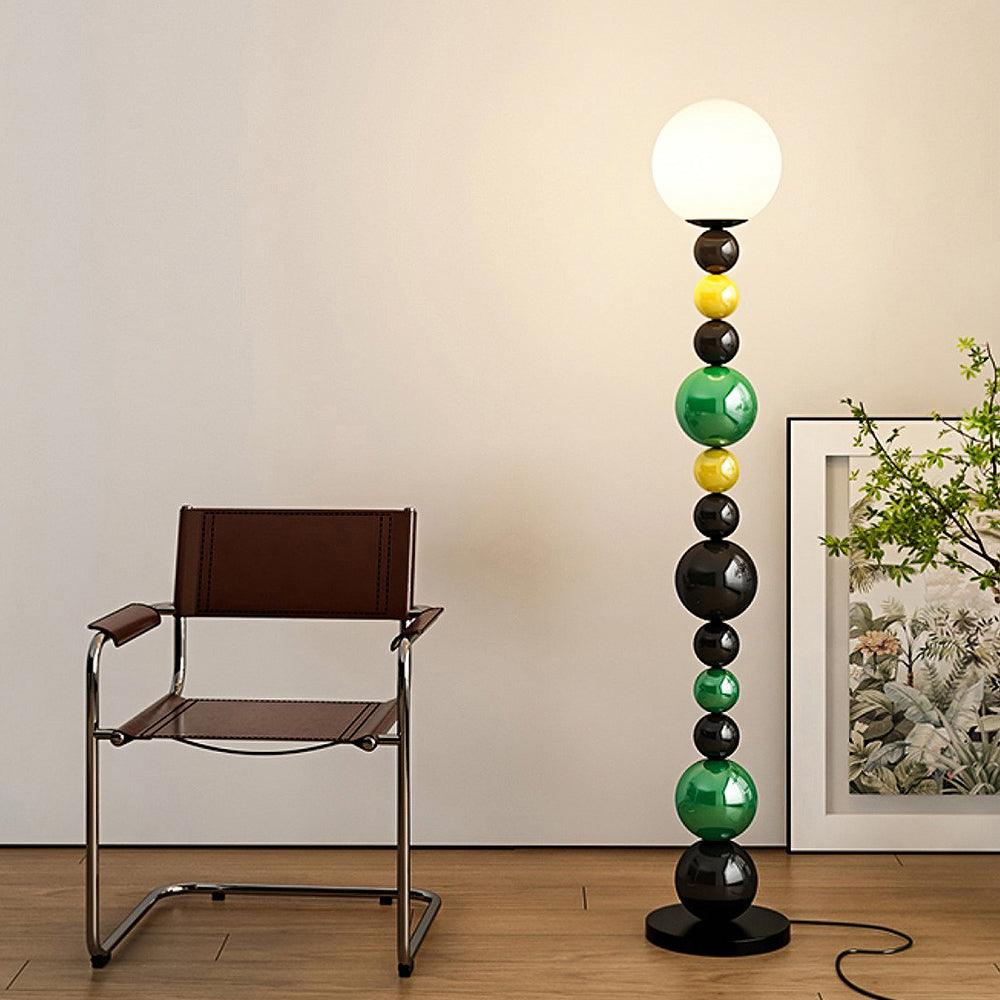 Lámpara de Pie Moderna Redonda Colorida en Metal y Vidrio para Salón - Iluminación Interior Eficiente 3