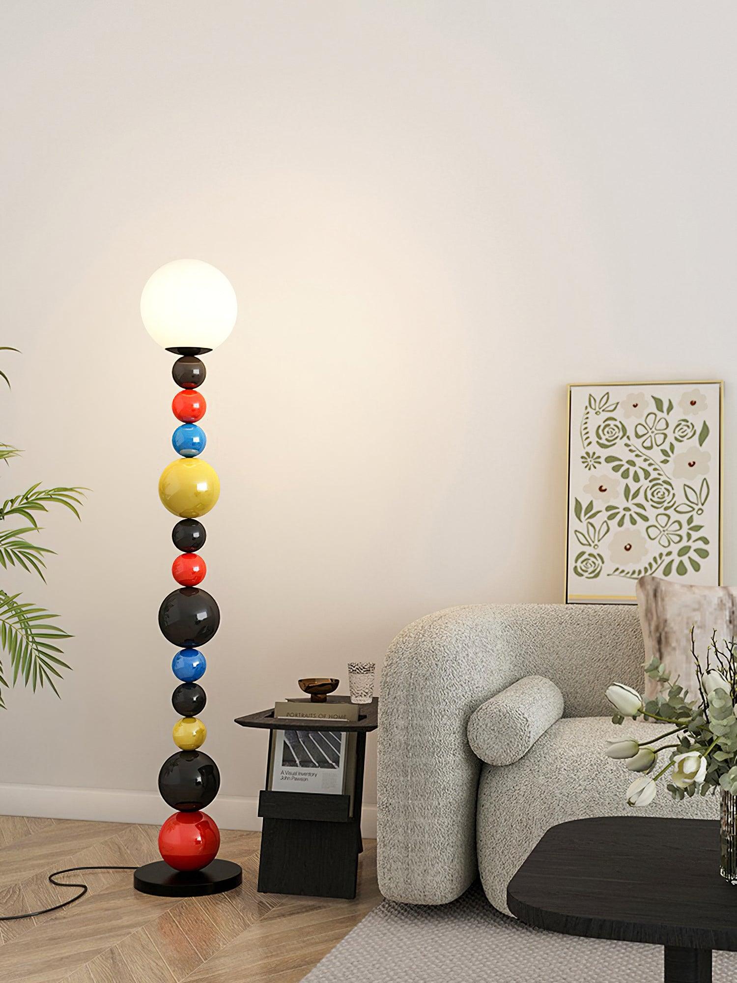 Lámpara de Pie Moderna Redonda Colorida en Metal y Vidrio para Salón - Iluminación Interior Eficiente 5