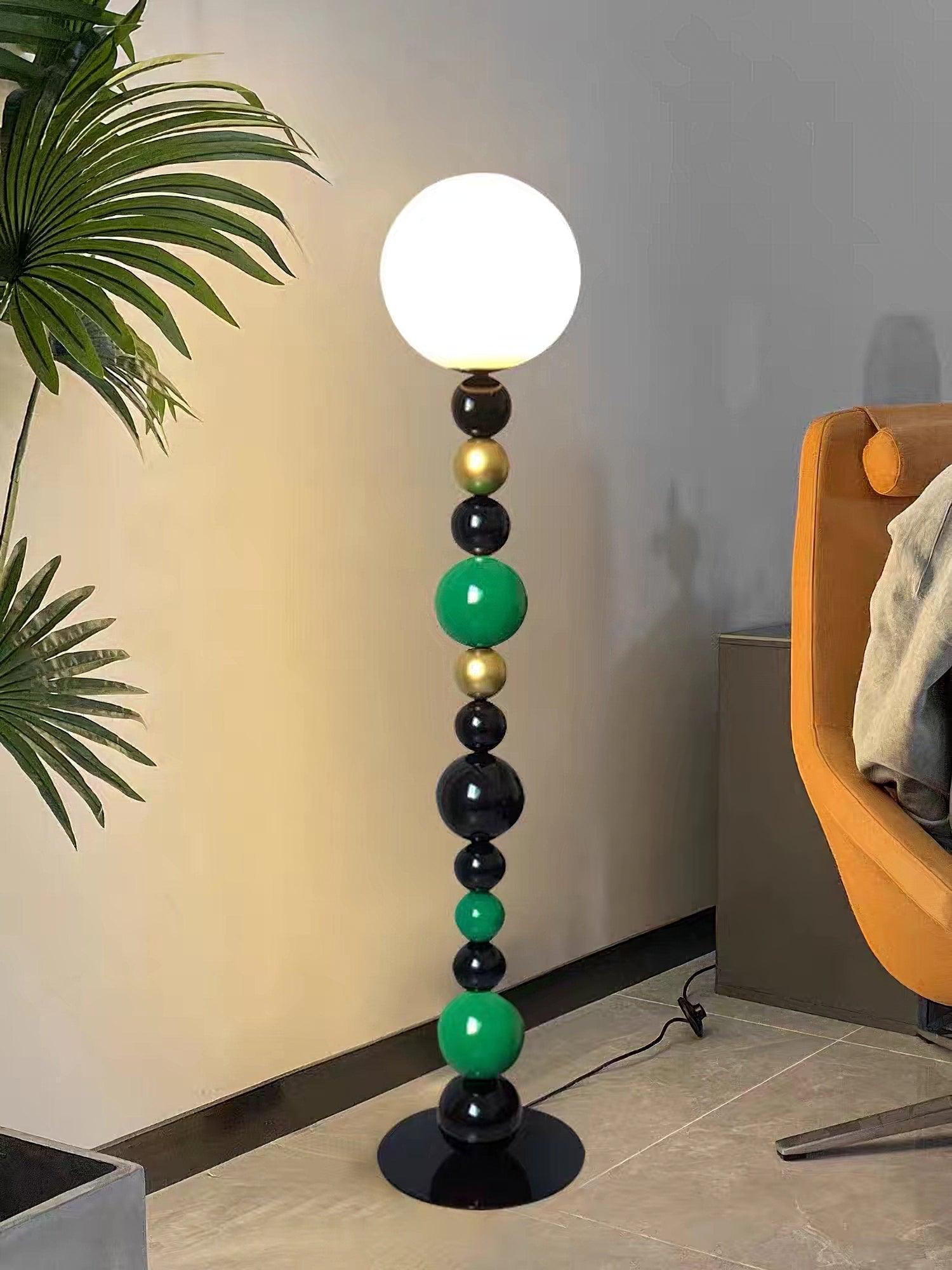 Lámpara de Pie Moderna Redonda Colorida en Metal y Vidrio para Salón - Iluminación Interior Eficiente 6