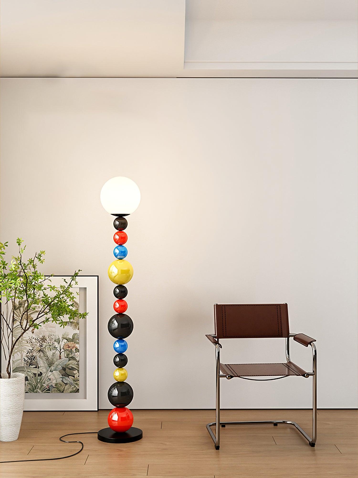Lámpara de Pie Moderna Redonda Colorida en Metal y Vidrio para Salón - Iluminación Interior Eficiente 9