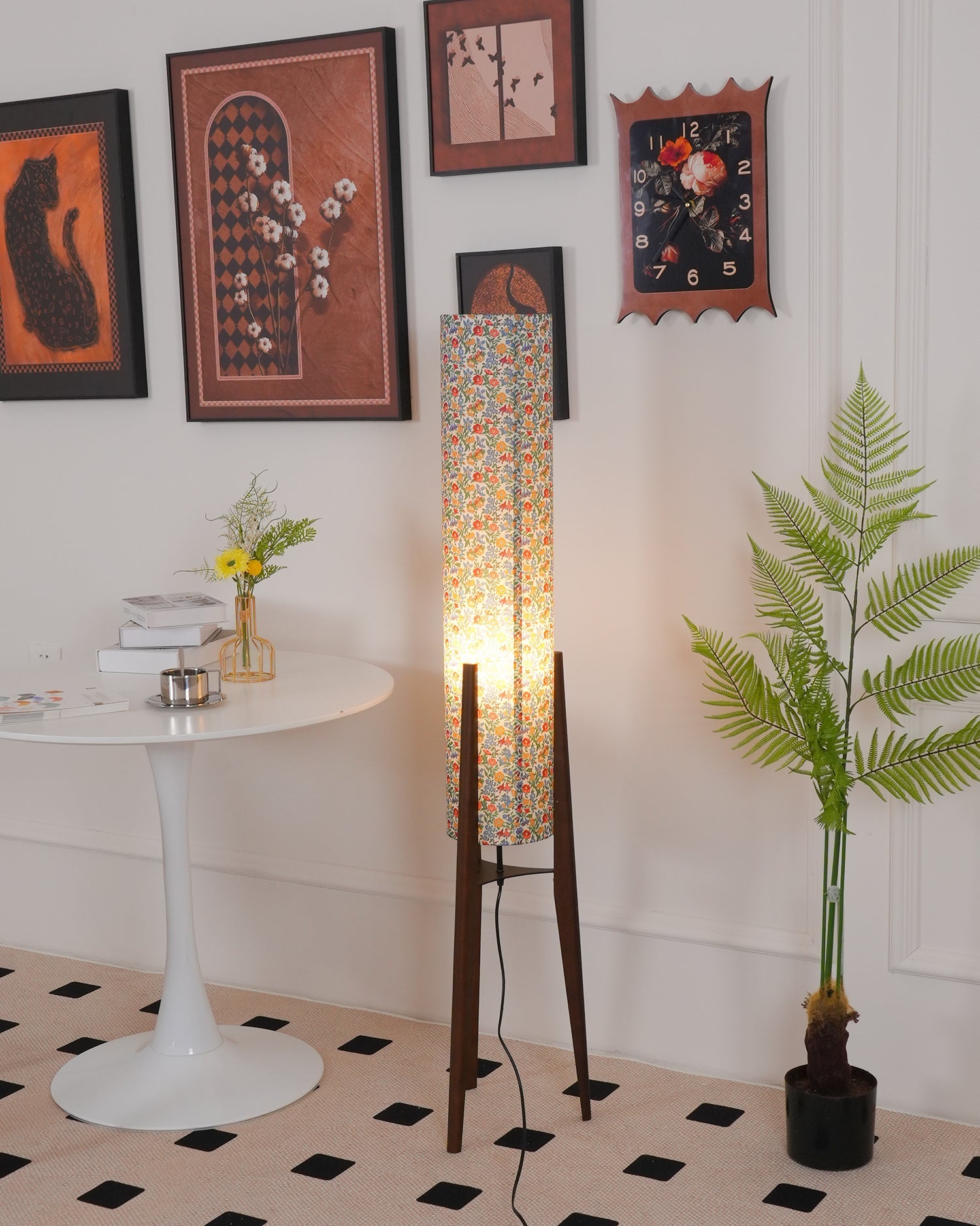 Lámpara de Pie Moderna con Base de Madera y Pantalla Colorida para Salón - Diseño Elegante y Funcional 6