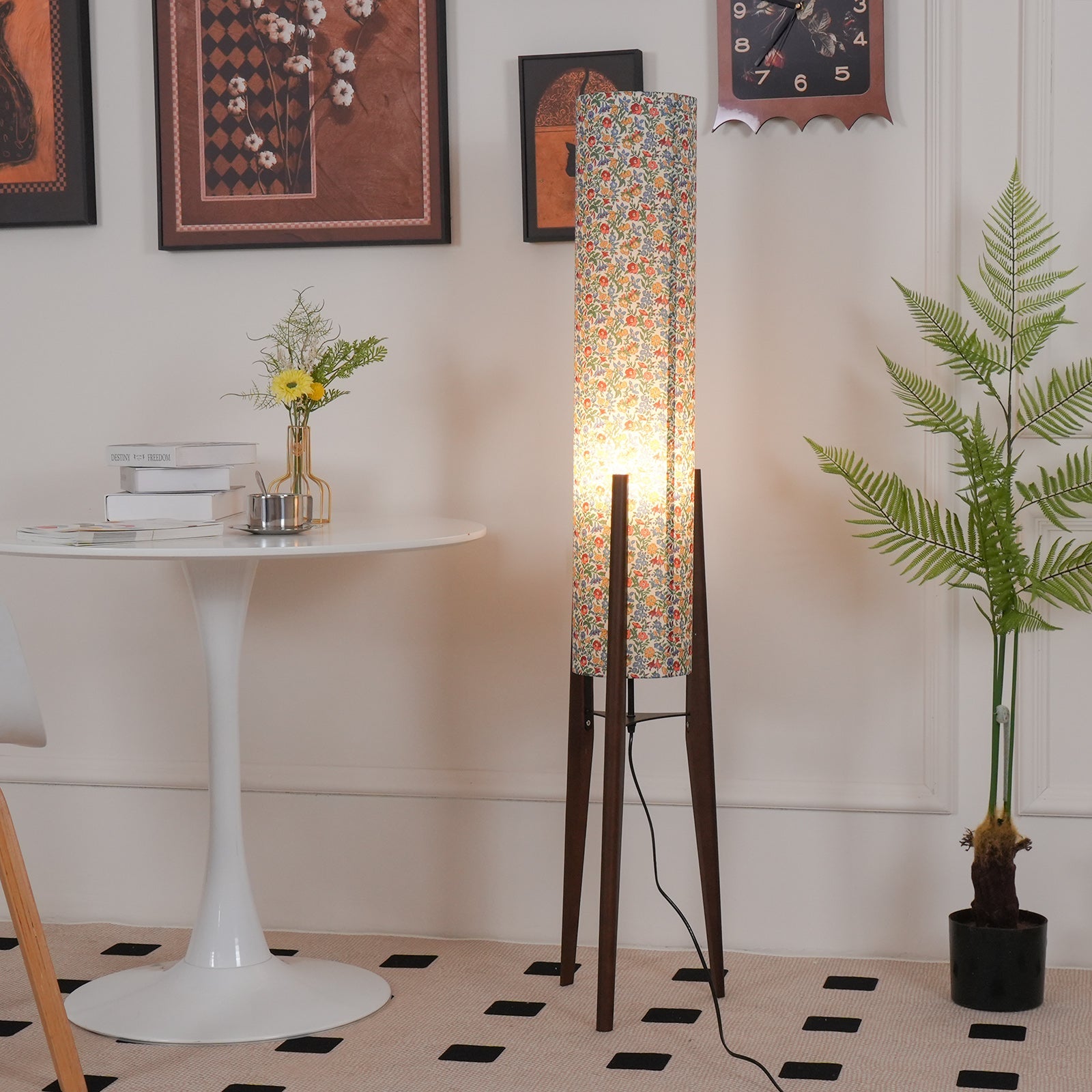 Lámpara de Pie Moderna con Base de Madera y Pantalla Colorida para Salón - Diseño Elegante y Funcional 7