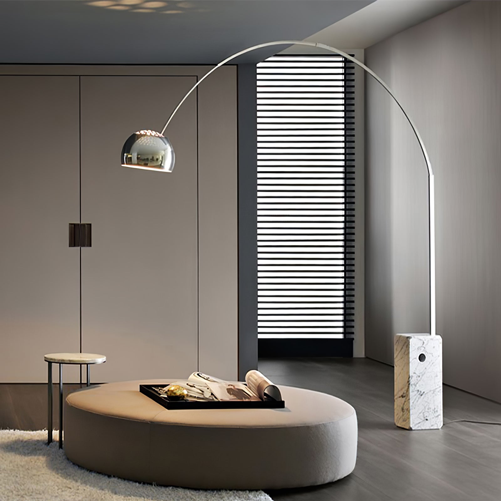 Lámpara de Pie Moderna con Base de Mármol y Acero Inoxidable, Ideal para Salón, Color Negro y Dorado, Varios Tamaños 2