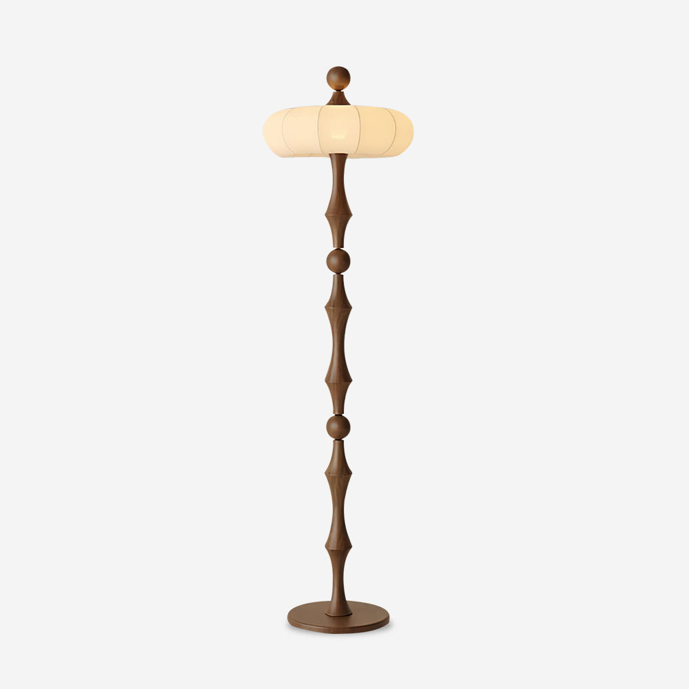 Lámpara de Pie Moderna con Diseño Escultural y Luz Suave – Color Madera y Blanco 1