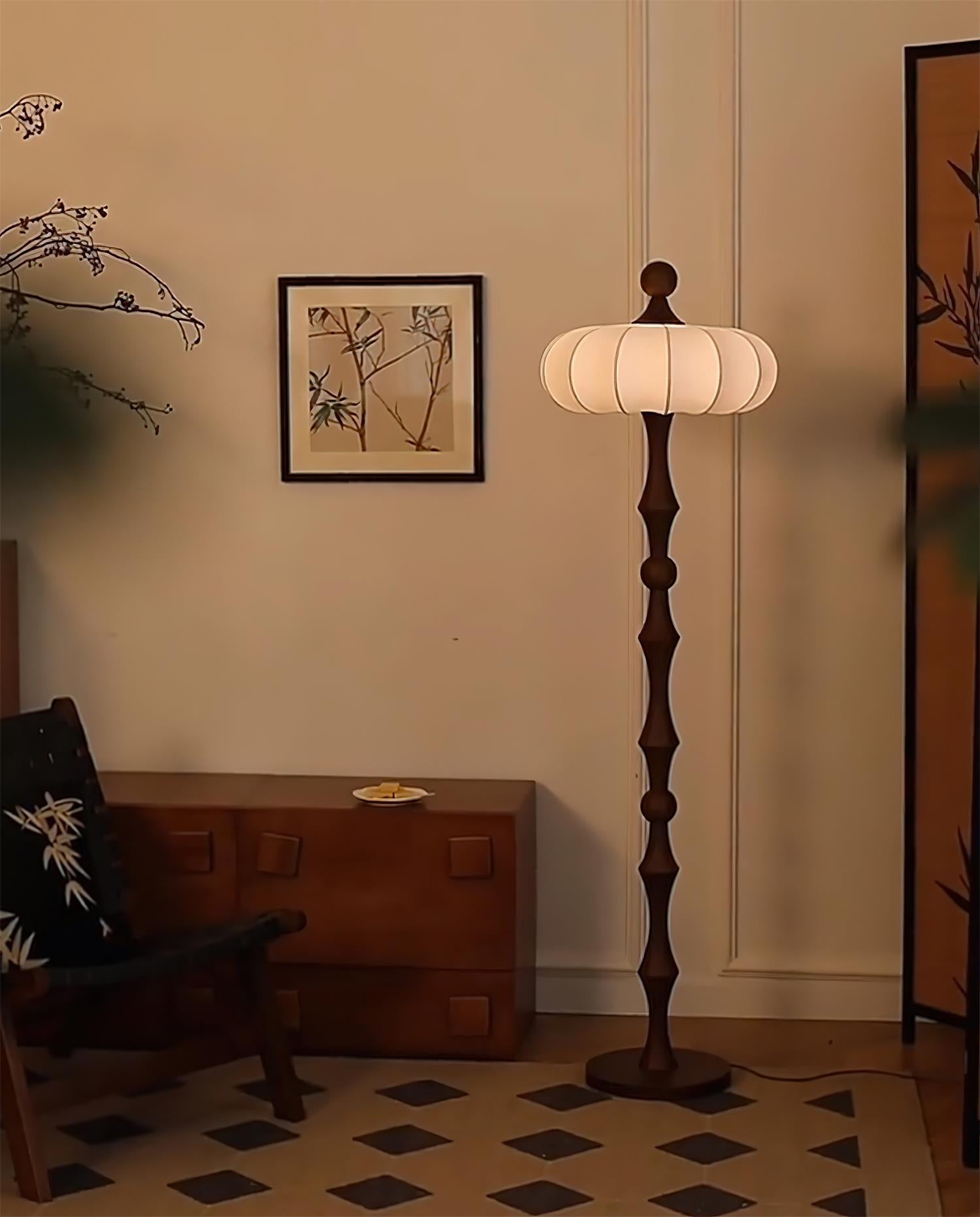 Lámpara de Pie Moderna con Diseño Escultural y Luz Suave – Color Madera y Blanco 7