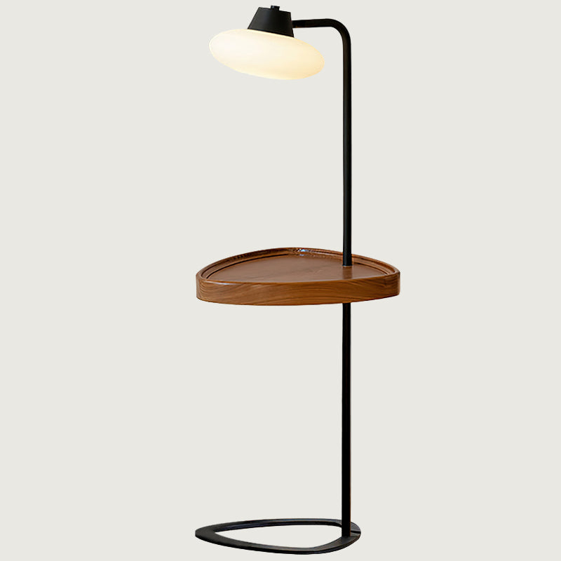 Lámpara de Pie Moderna con Pantalla de Vidrio y Base de Madera - Diseño Compacto y Elegante 0