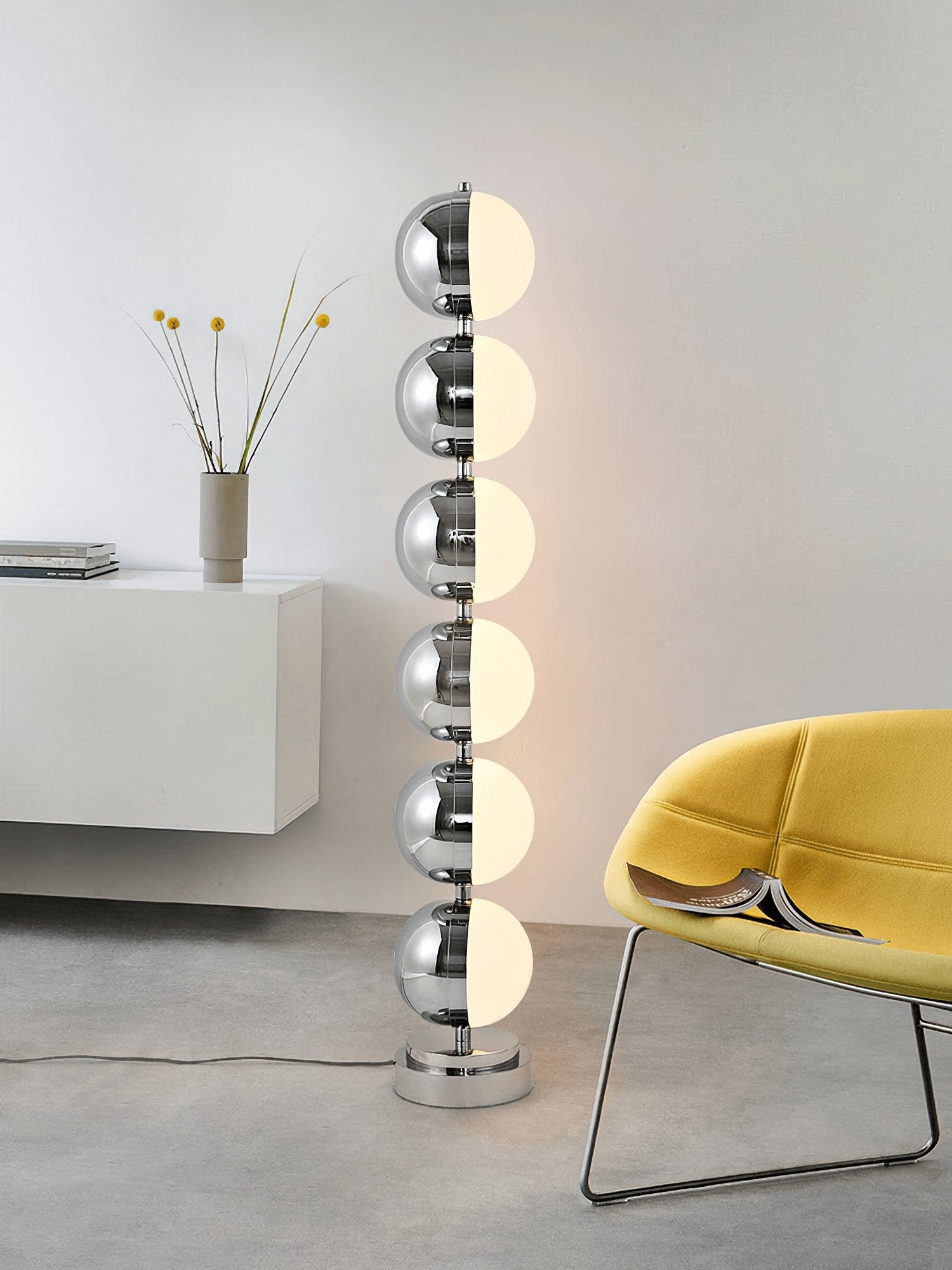 Lámpara de Pie Moderna de Acero Inoxidable y Acrílico con Luz LED Integrada - Acabado Cromado 8