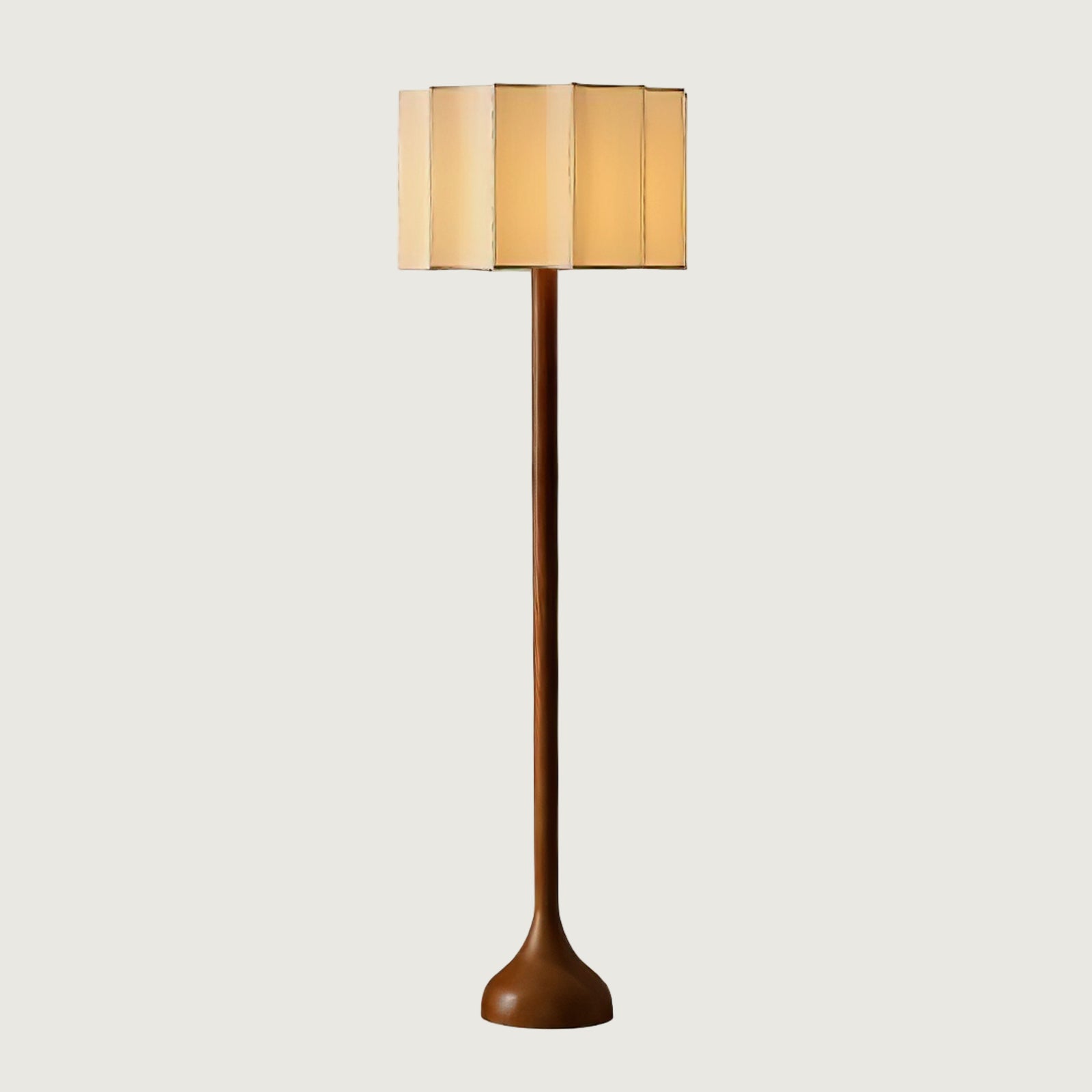 Lámpara de Pie Moderna de Madera con Pantalla Beige para Salón – Diseño Contemporáneo y Iluminación Acogedora 1