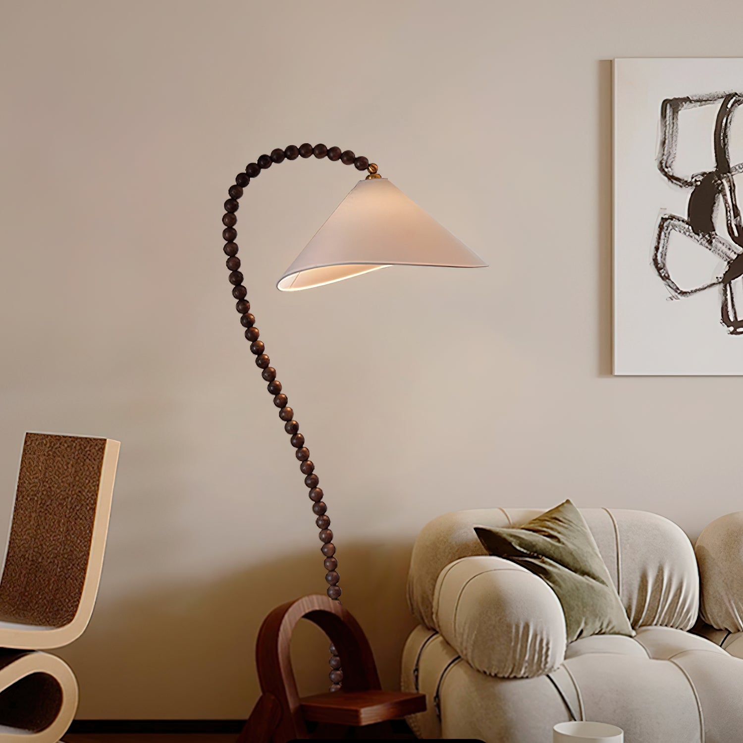 Lámpara de Pie Moderna de Madera con Pantalla Blanca – Ideal para Salón y Decoración Contemporánea, 170 cm altura 4