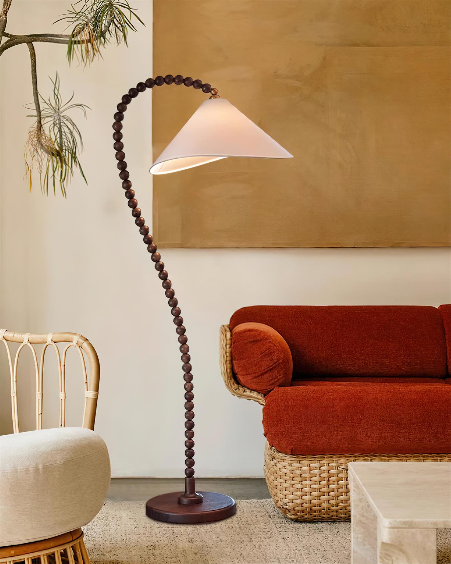 Lámpara de Pie Moderna de Madera con Pantalla Blanca – Ideal para Salón y Decoración Contemporánea, 170 cm altura 6