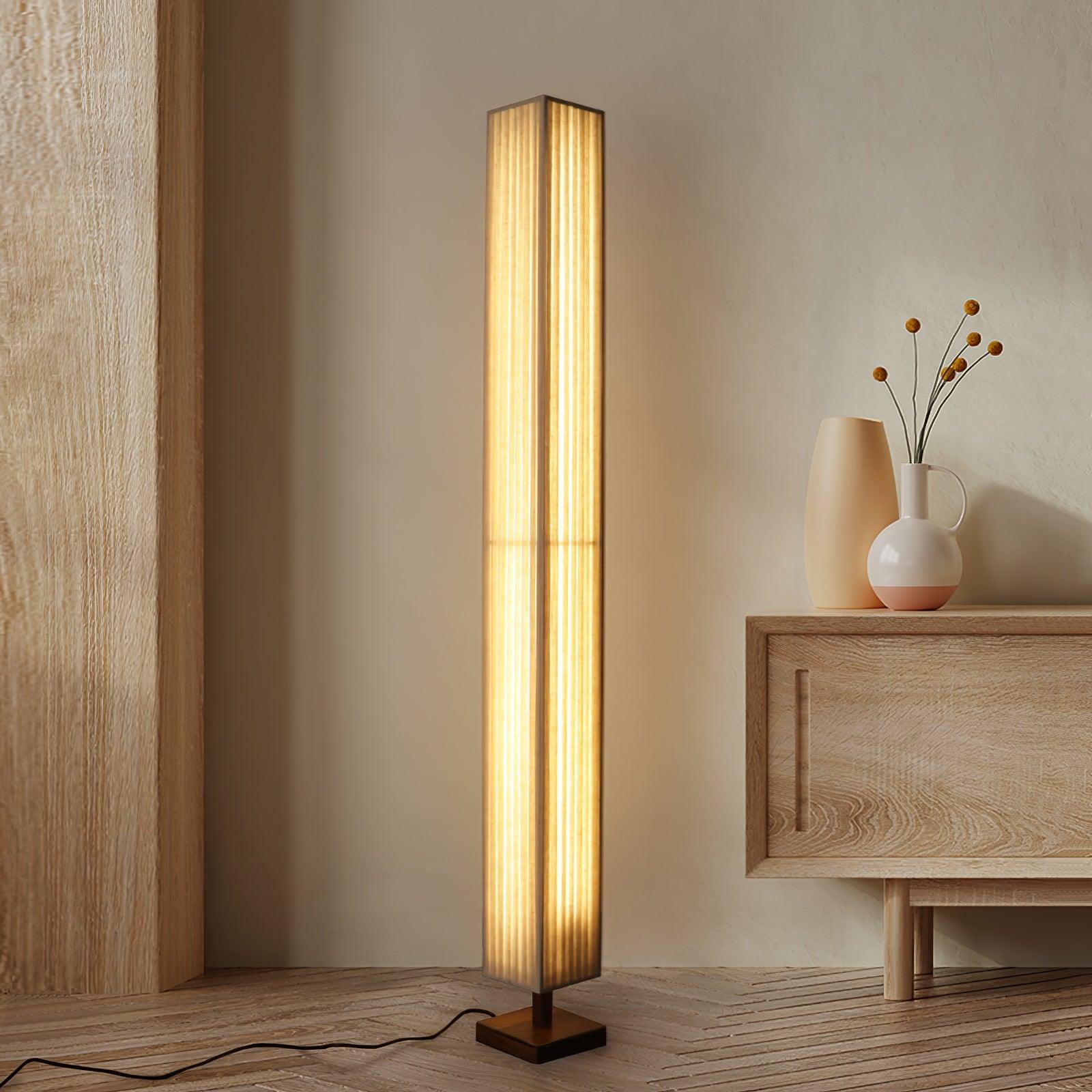 Lámpara de Pie Moderna de Madera con Pantalla Grande y Luz LED Integrada para Sala y Oficina, 120/160 cm 4