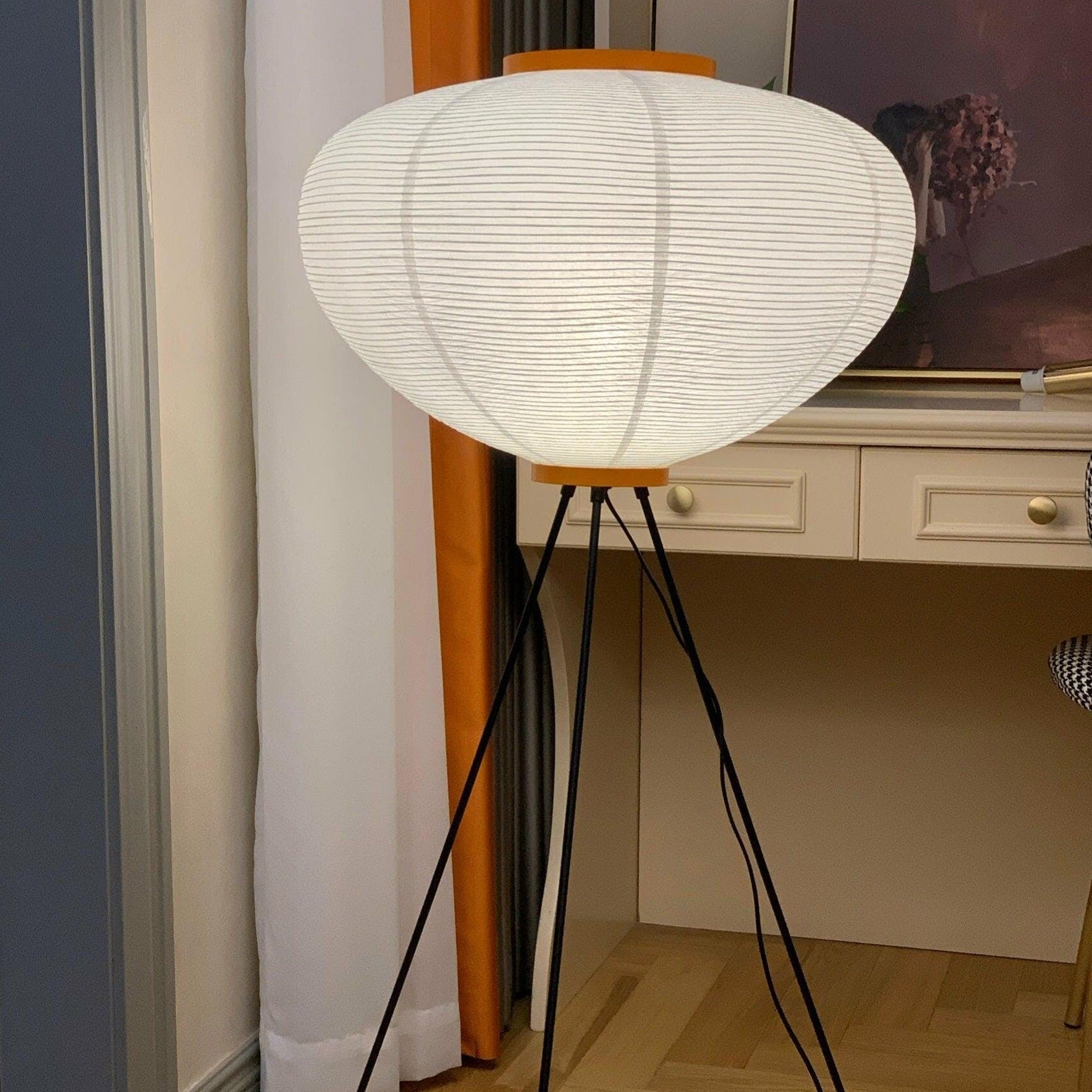Lámpara de Pie Moderna de Papel de Arroz, Diseño Elegante y Minimalista para Salón, Altura de 120-190 cm 4