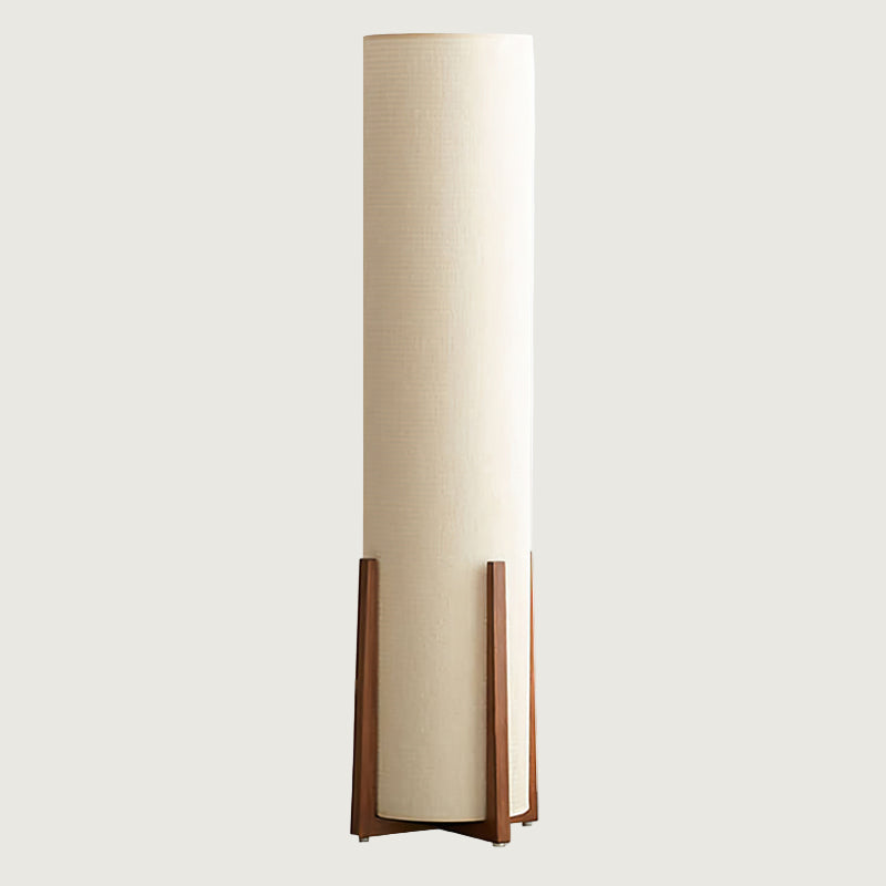 Lámpara de Pie Moderna de Tela con Estructura de Madera para Salón - Diseño Acogedor y Elegante 0