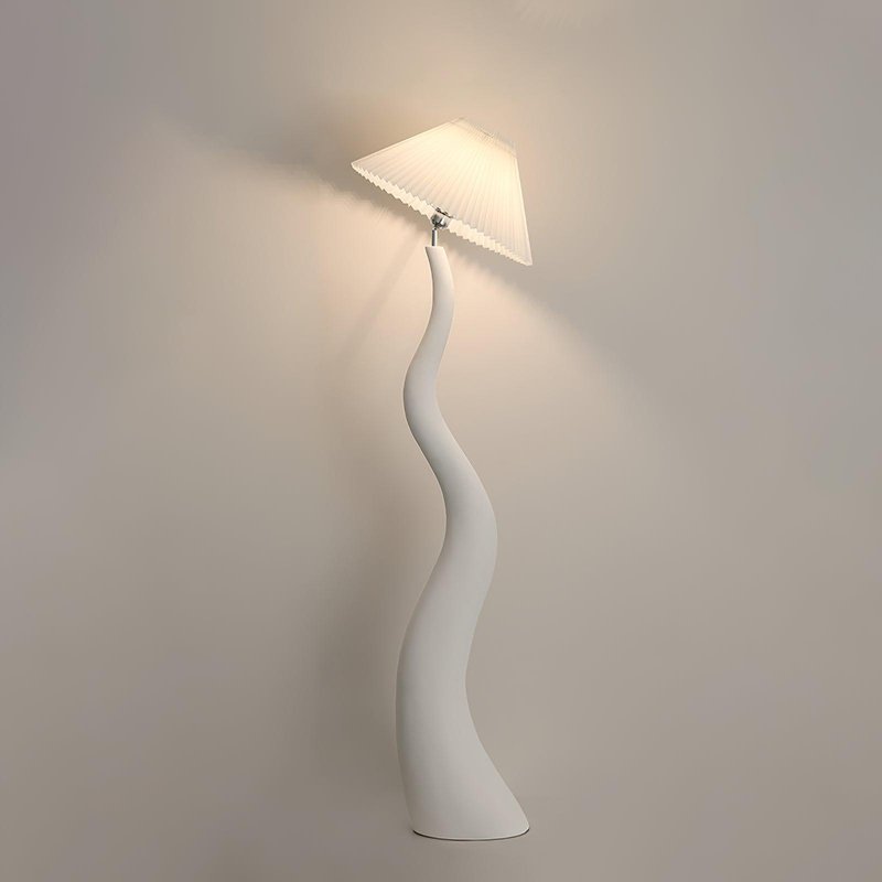Lámpara de Pie Moderna en Resina y Tela, Diseño Orgánico de 165 cm para Salón y Espacios Amplios 0